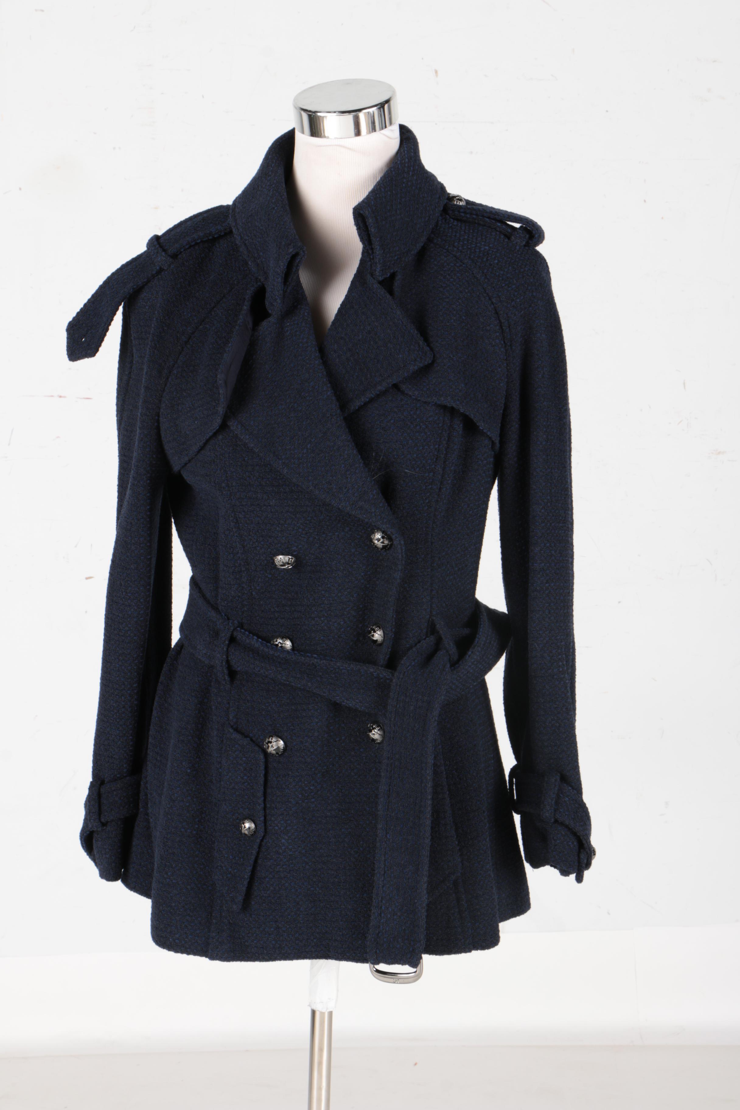 Chanel Navy Blue Wool Blended Jacket