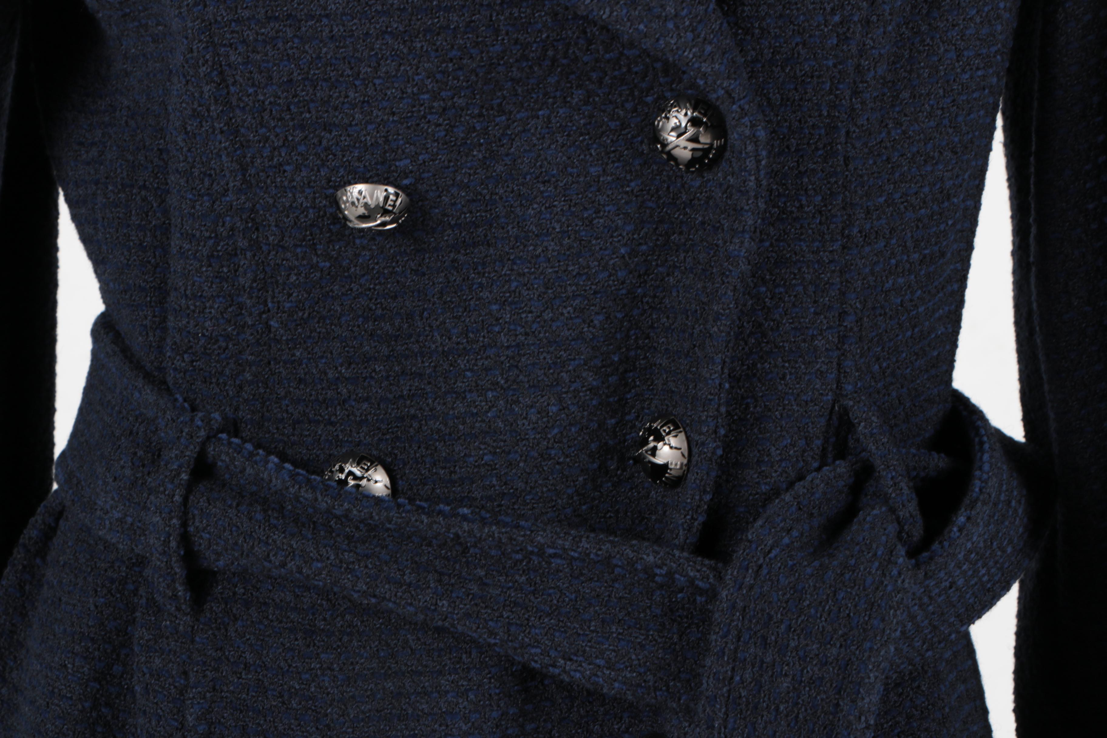 Chanel Navy Blue Wool Blended Jacket