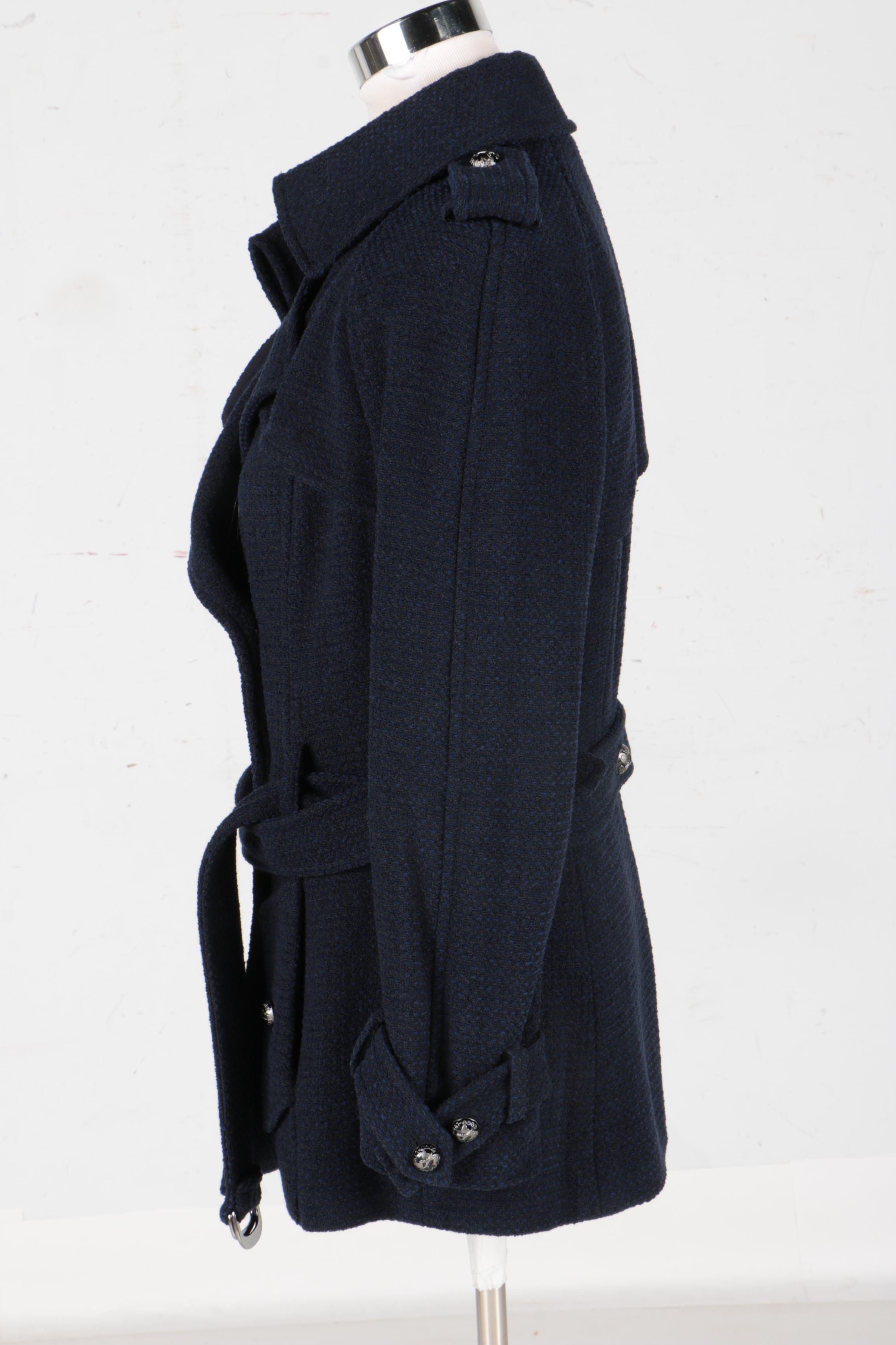 Chanel Navy Blue Wool Blended Jacket