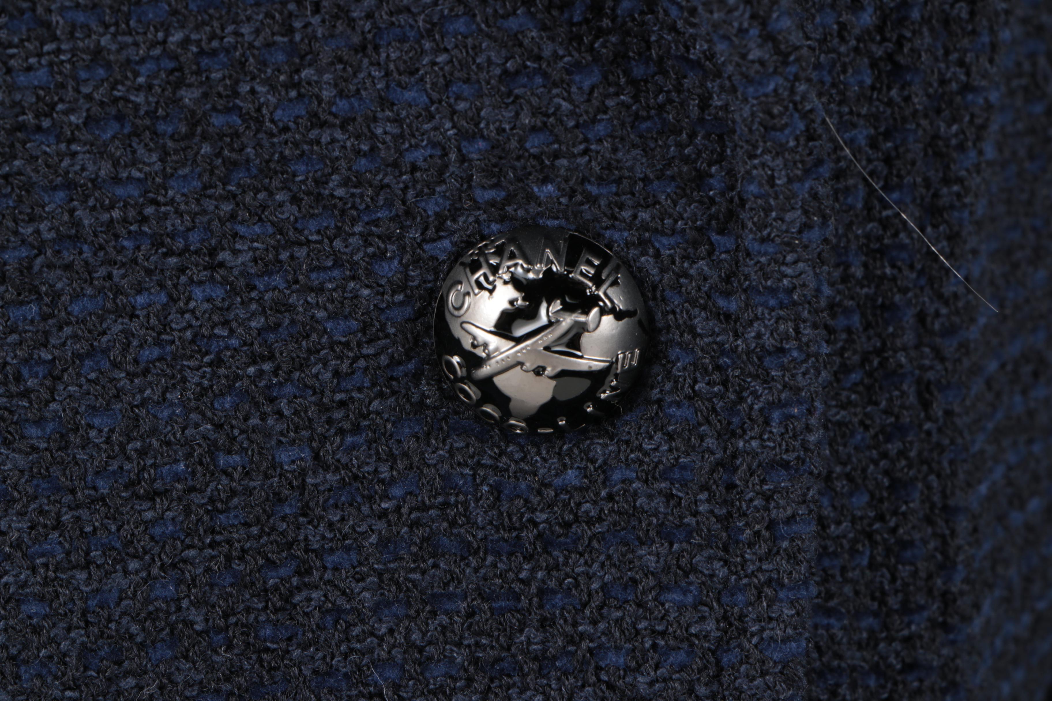 Chanel Navy Blue Wool Blended Jacket