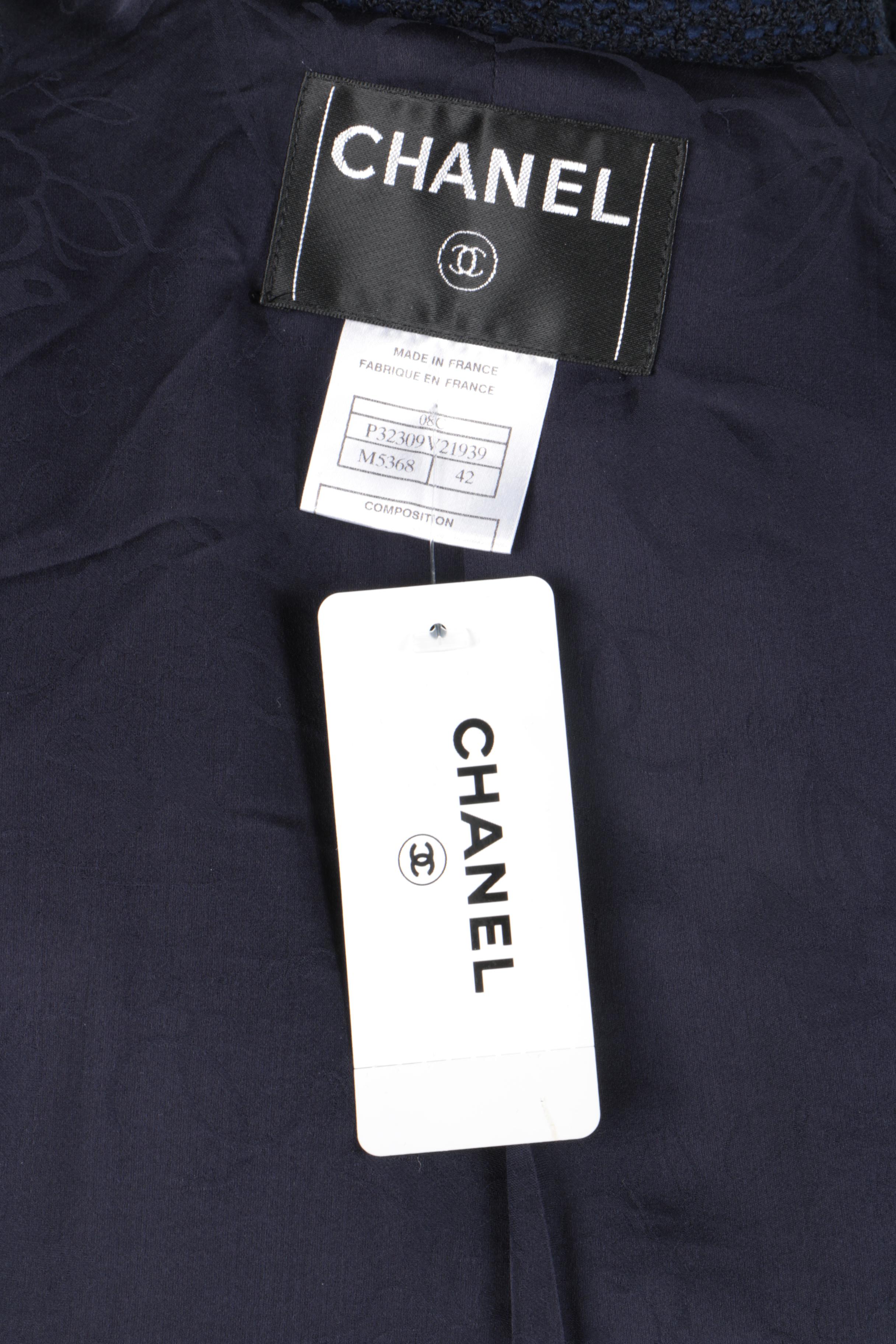 Chanel Navy Blue Wool Blended Jacket