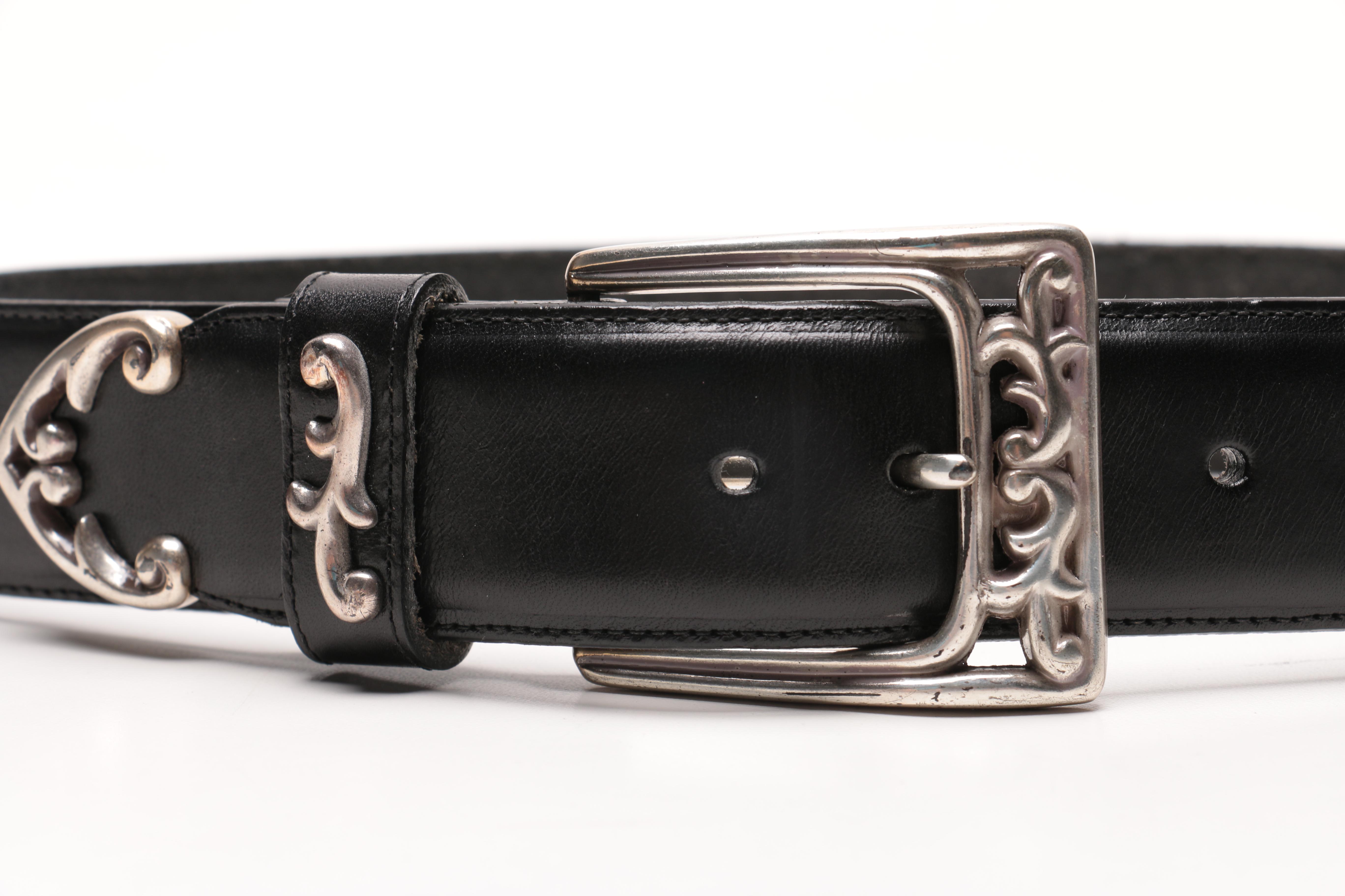 Black and Silver Tone Belts Including Brighton