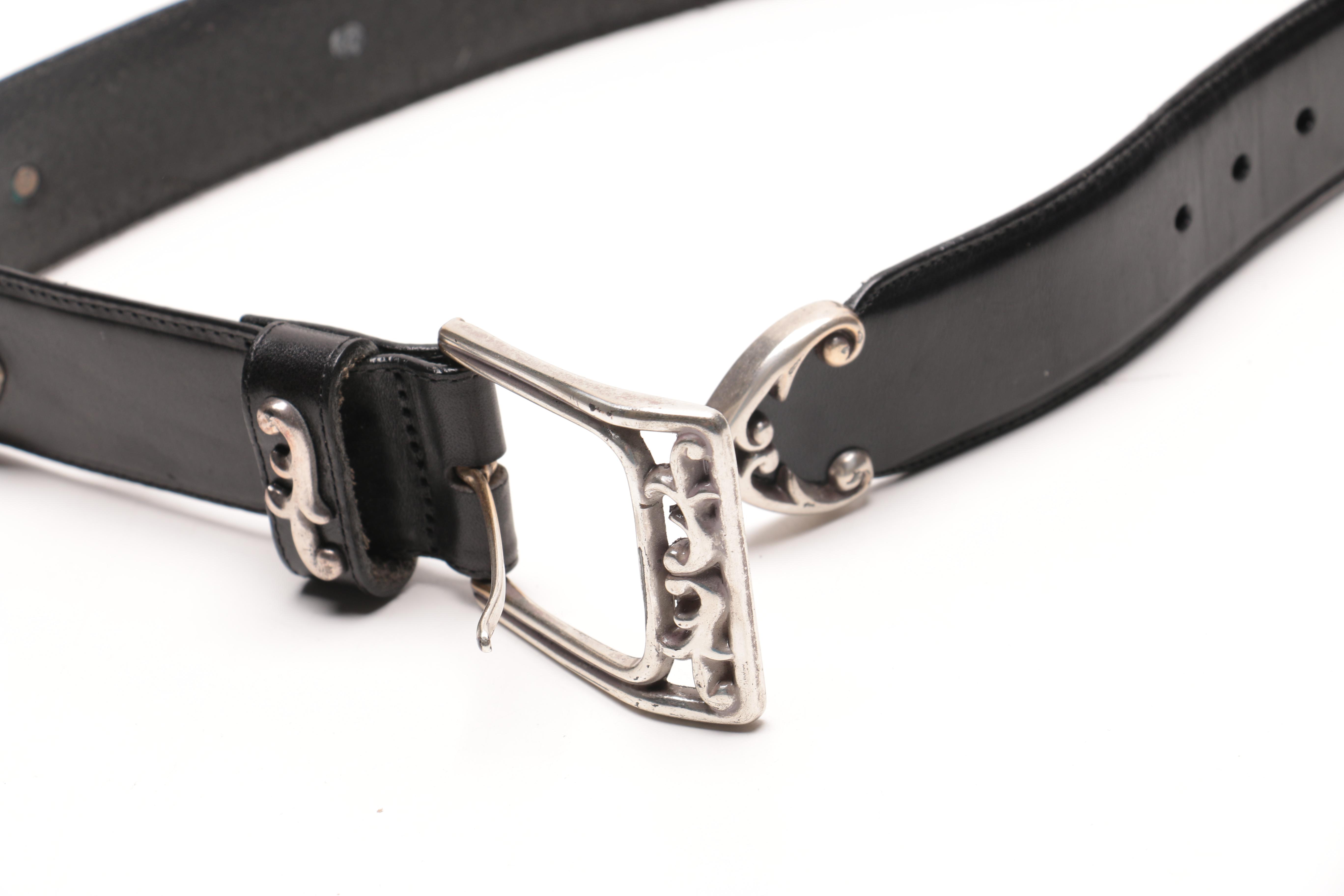 Black and Silver Tone Belts Including Brighton