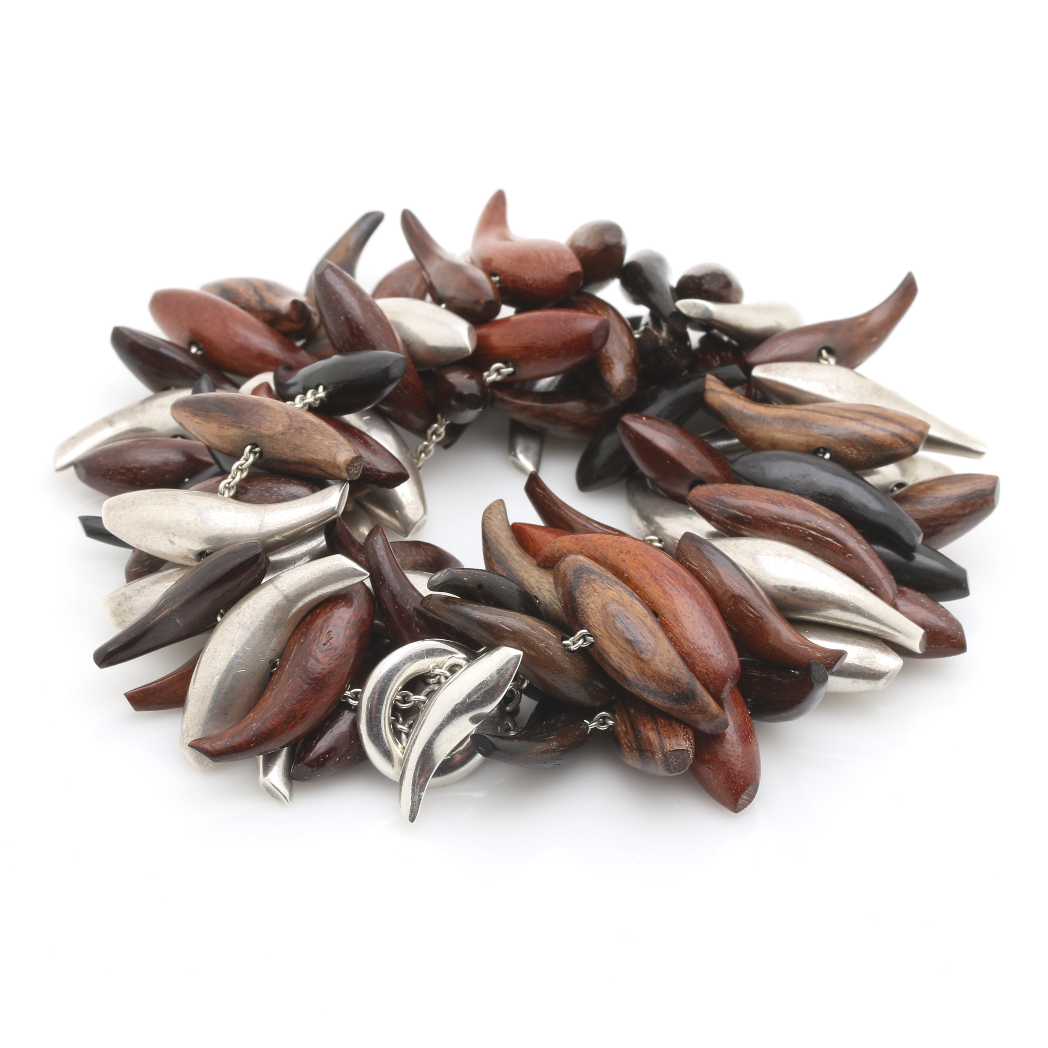 Frank Gehry for Tiffany & Co. Limited Edition Sterling Silver and Wood "Fish" Bracelet