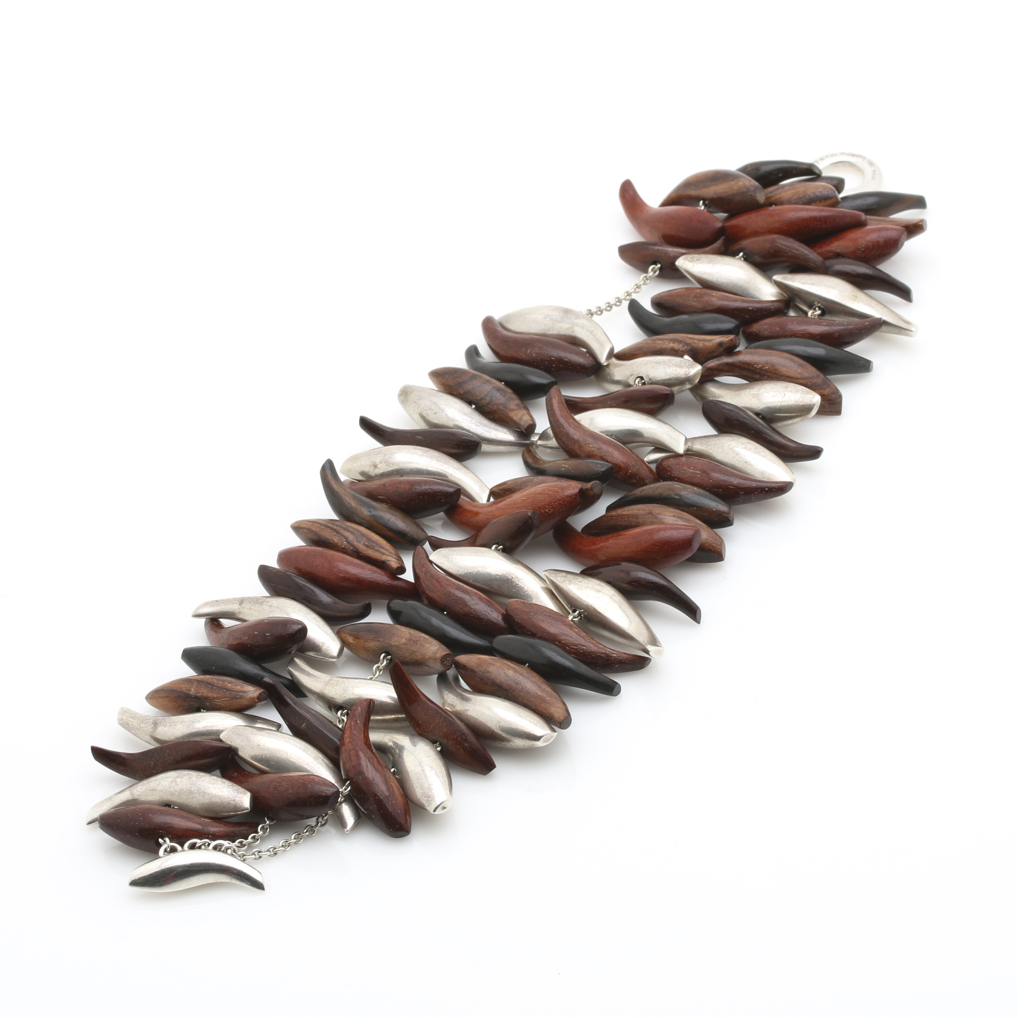 Frank Gehry for Tiffany & Co. Limited Edition Sterling Silver and Wood "Fish" Bracelet