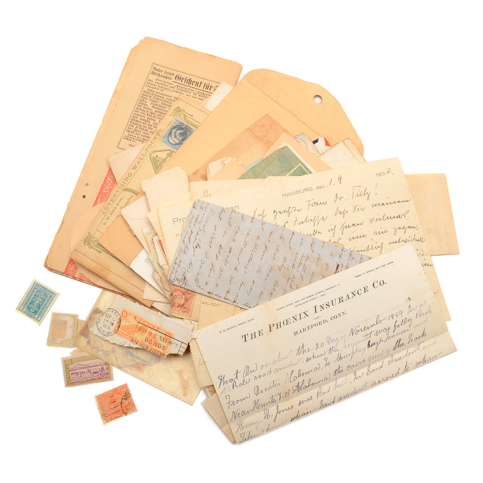 Mixed Collection of Ephemera and Stamps Civil War Letter