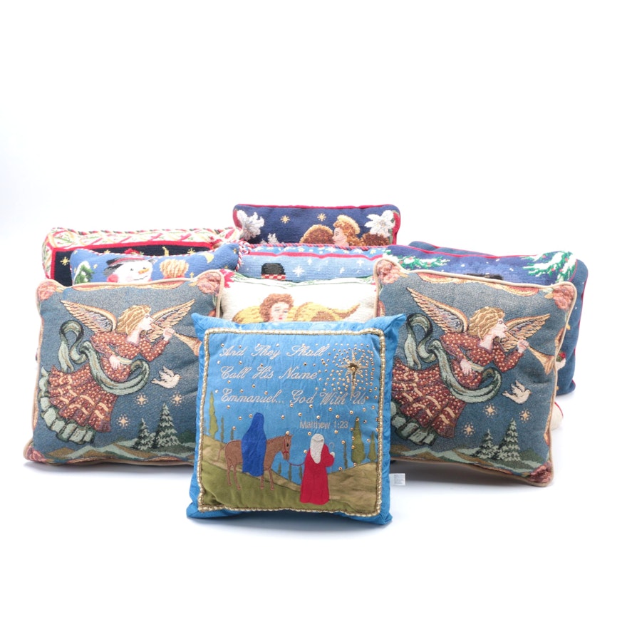 Assortment of Christmas Themed Throw Pillows