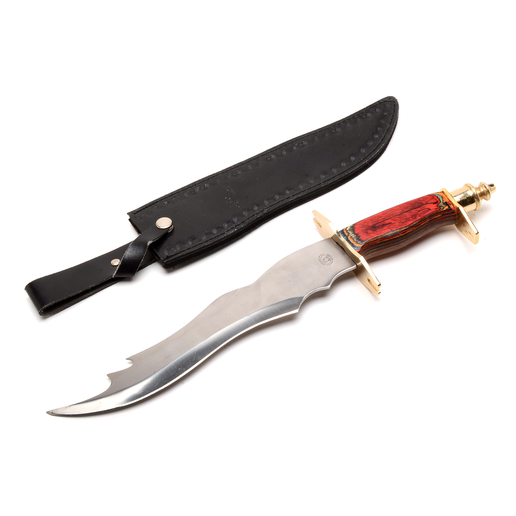 Break Up Country Bowie Hunting Knife with Leather Sheath