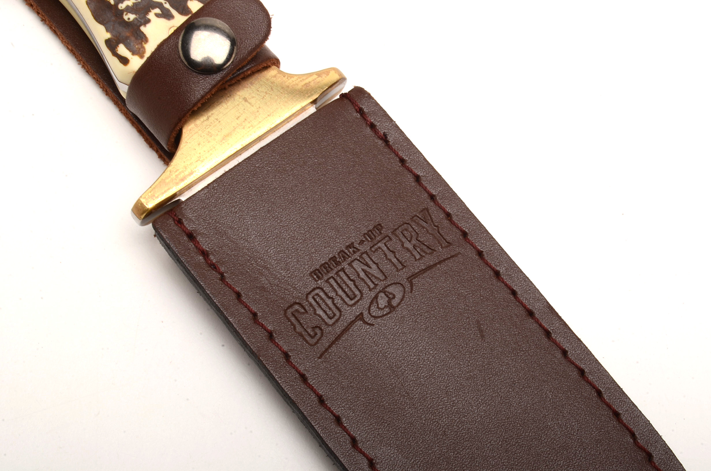 Break Up Country Bowie Hunting Knife with Leather Sheath