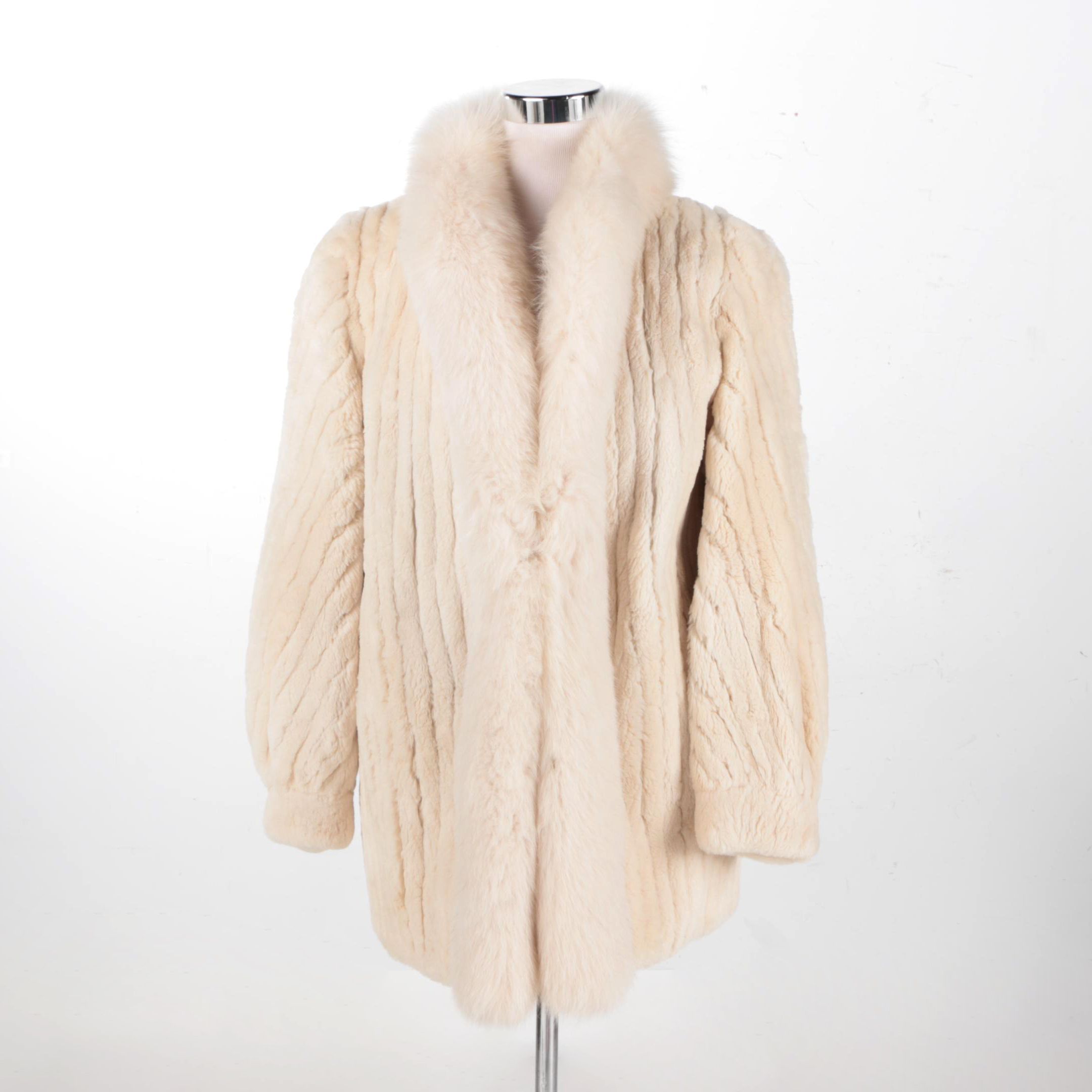 Sheared Canadian Beaver Coat with Fox Trim
