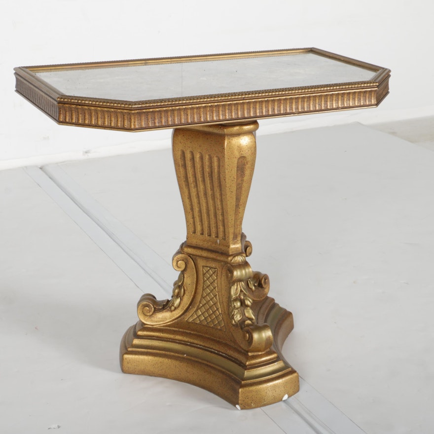 Vintage Hollywood Regency Style Side Table with Marble Top