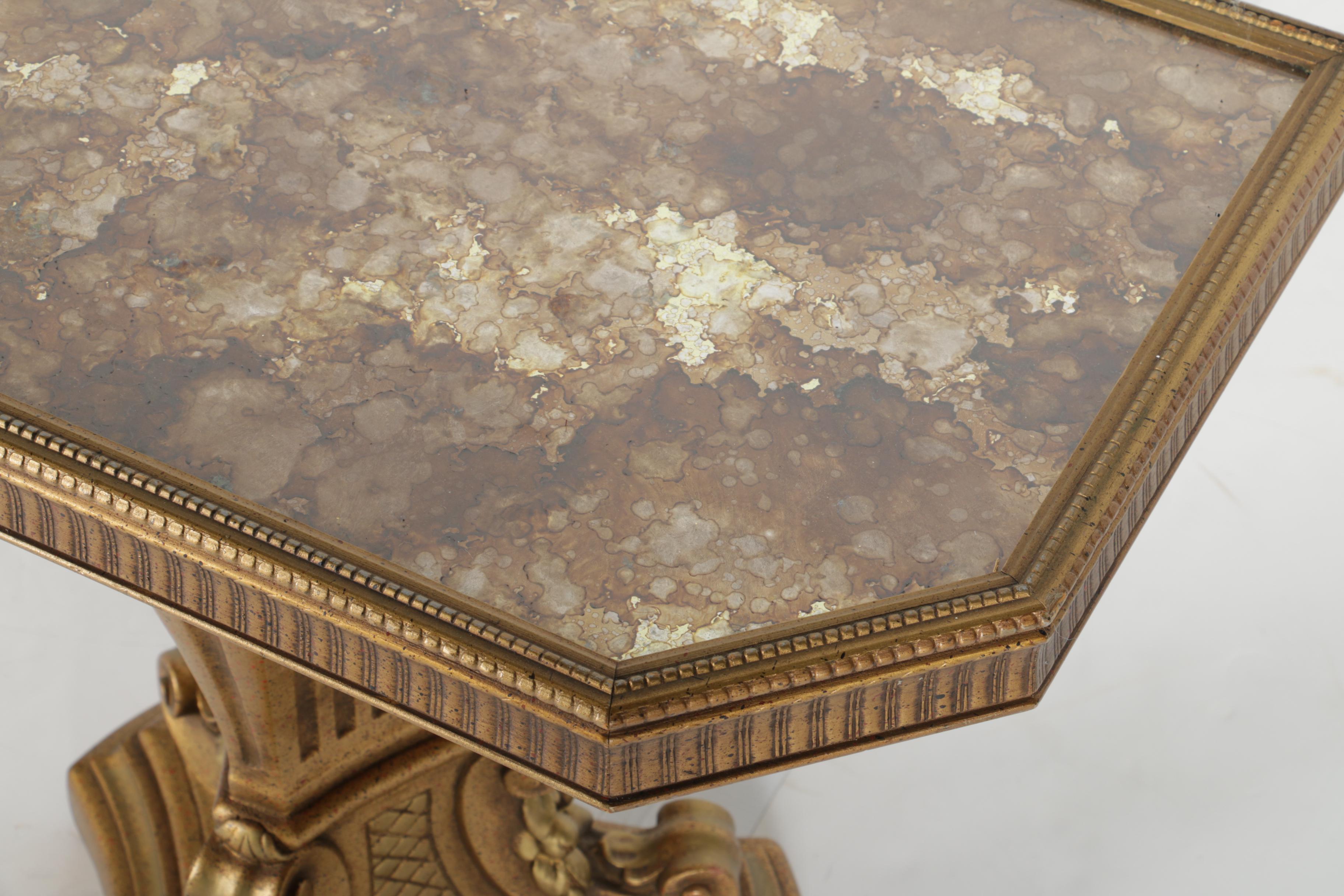 Vintage Hollywood Regency Style Side Table with Marble Top