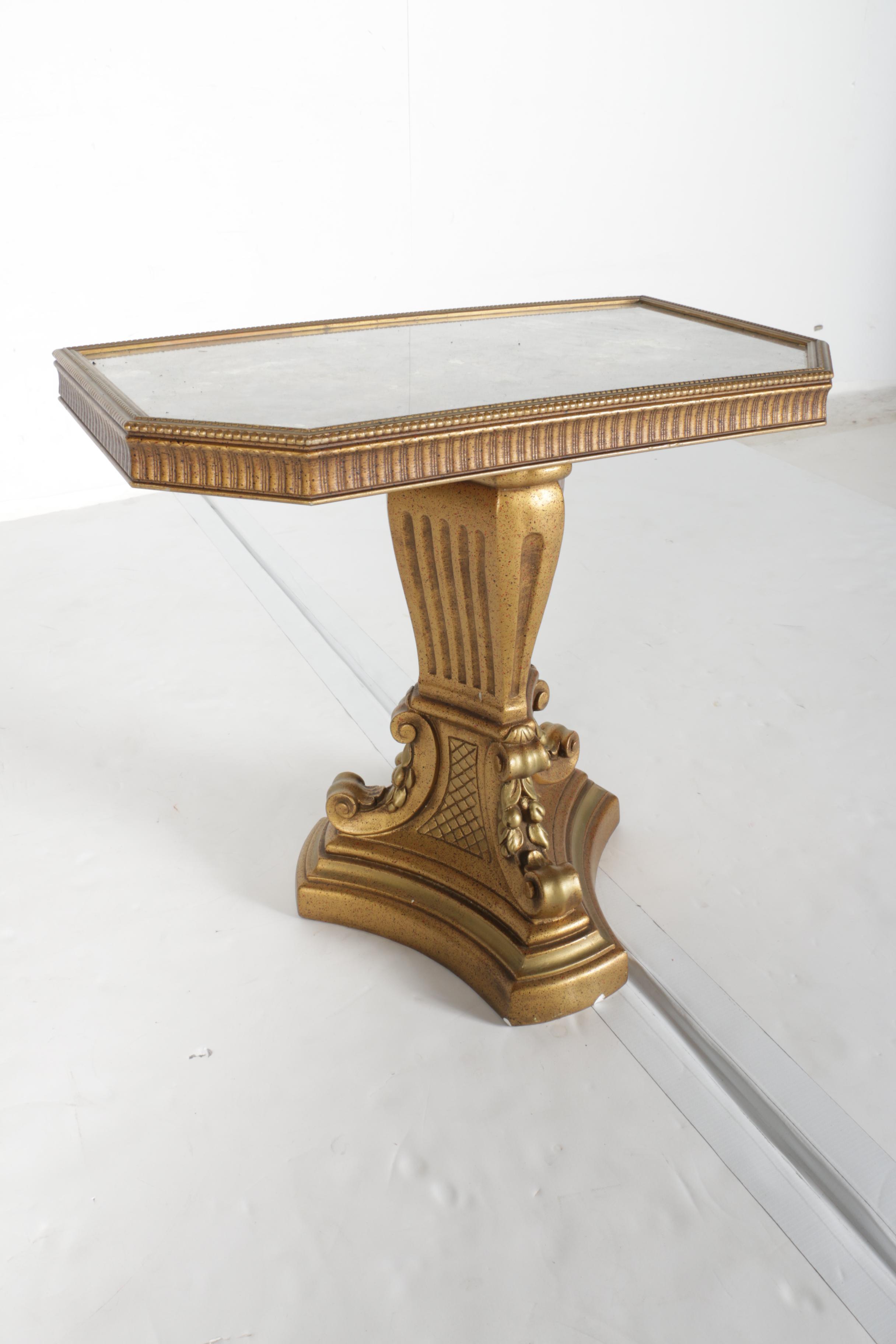 Vintage Hollywood Regency Style Side Table with Marble Top