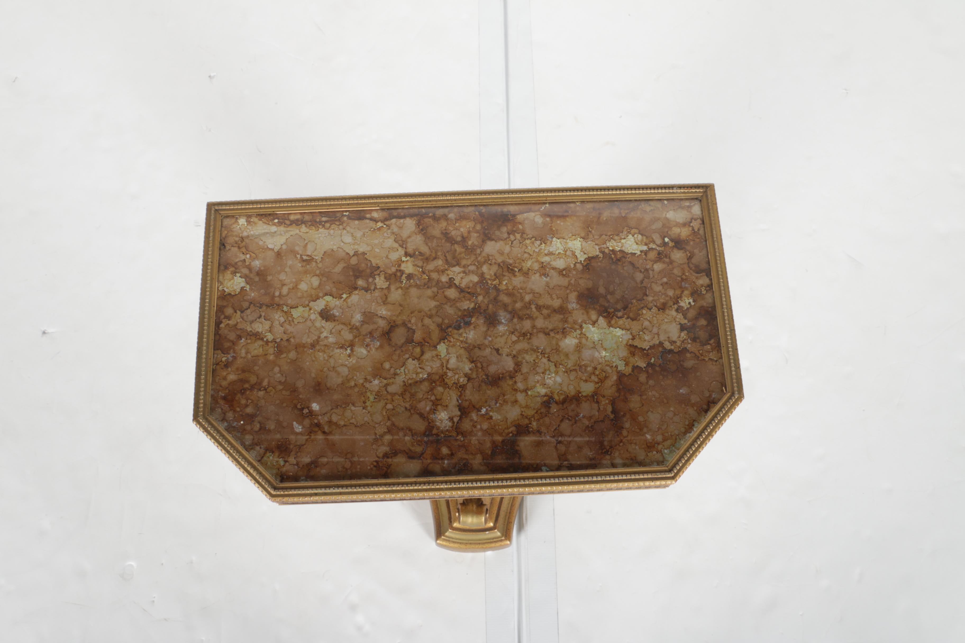 Vintage Hollywood Regency Style Side Table with Marble Top