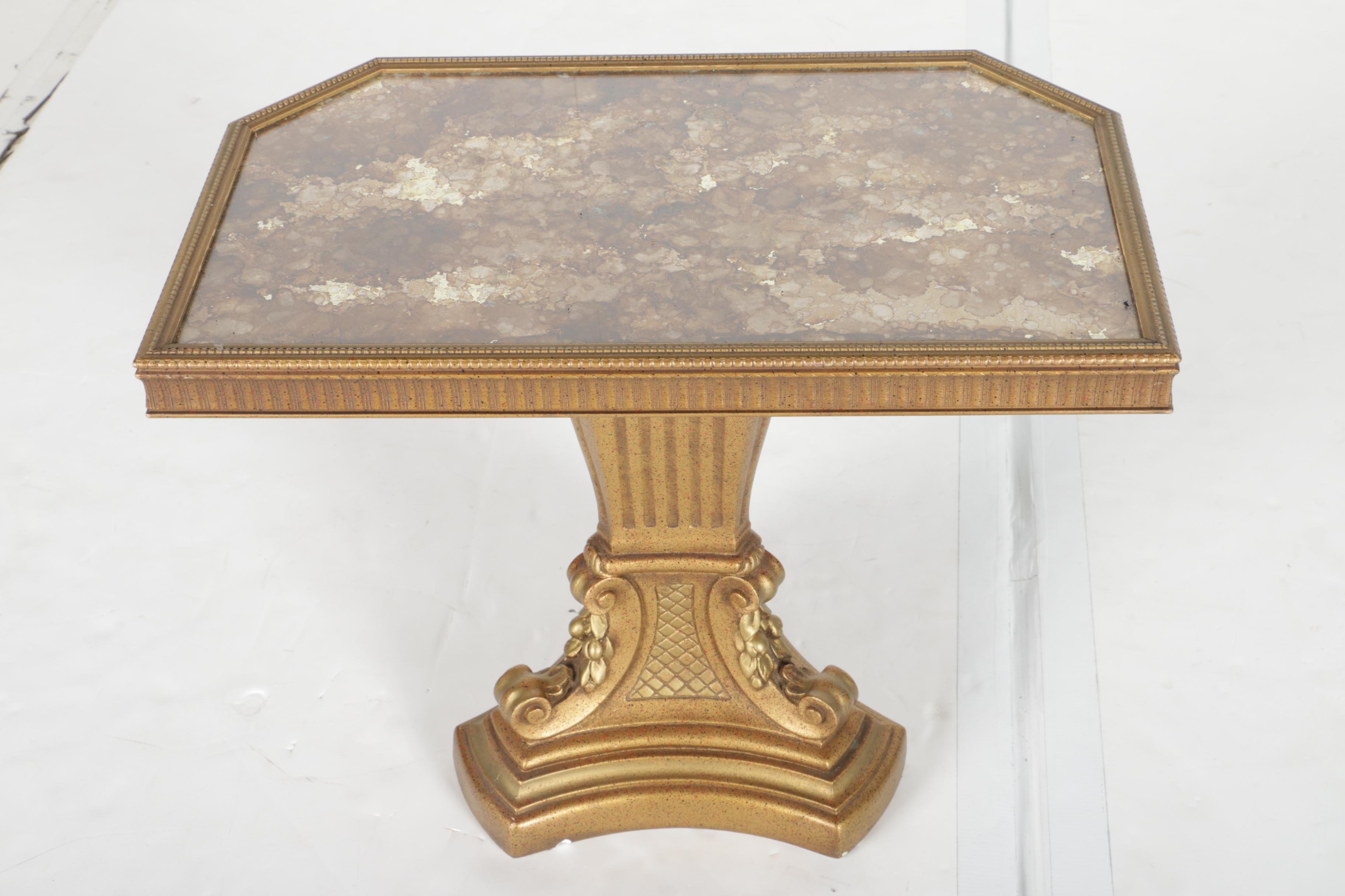 Vintage Hollywood Regency Style Side Table with Marble Top