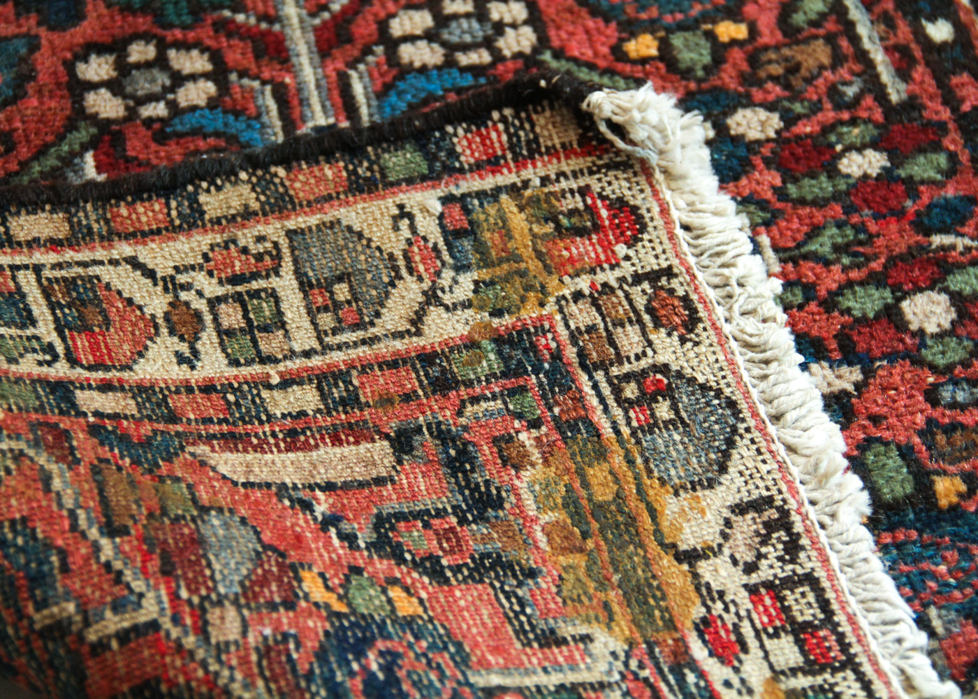 Semi-Antique Hand-Knotted Kazak Accent Rug