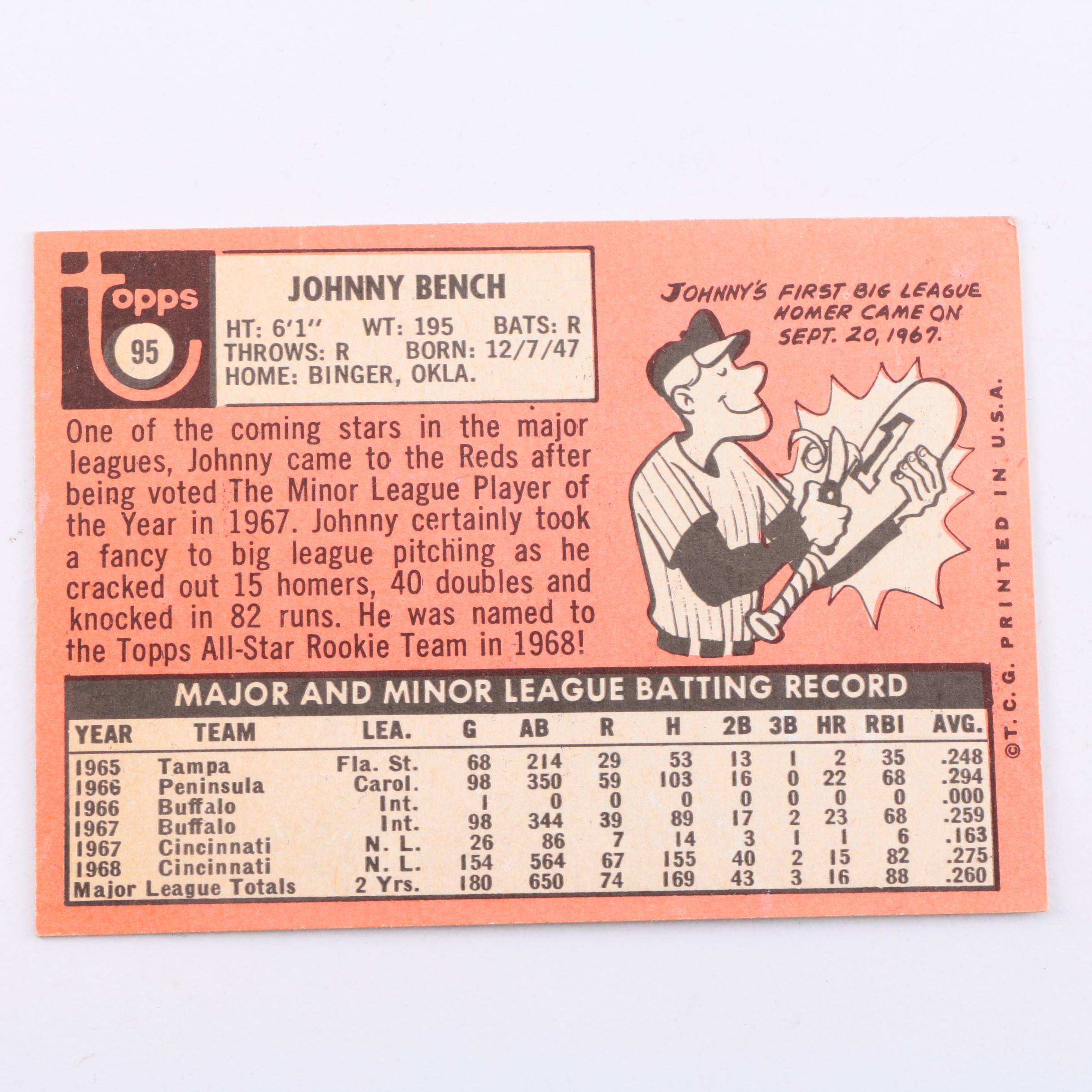 Johnny Bench and Juan Marichal Rookie Baseball Cards