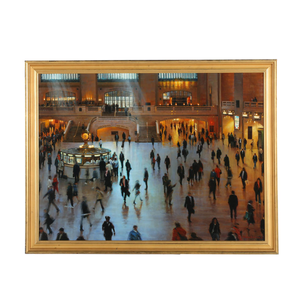 Bruce Wilcox Braithwaite Oil Painting on Canvas "Grand Central Terminal"