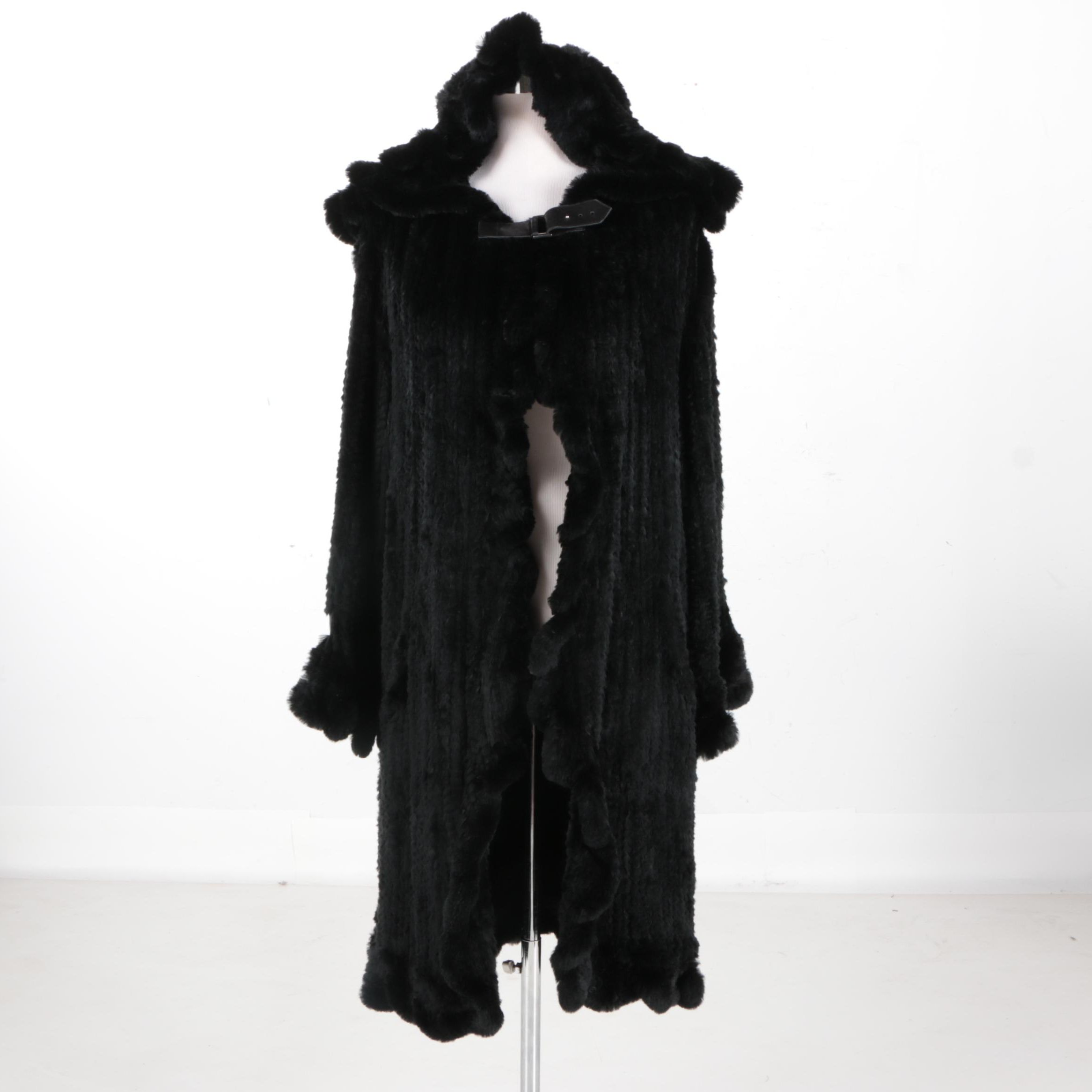 Women's Sheared Rabbit Hooded Coat