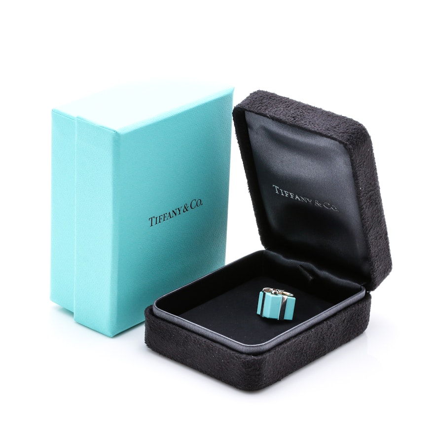 Tiffany & Co. Sterling Silver and Enamel Gift Box Charm