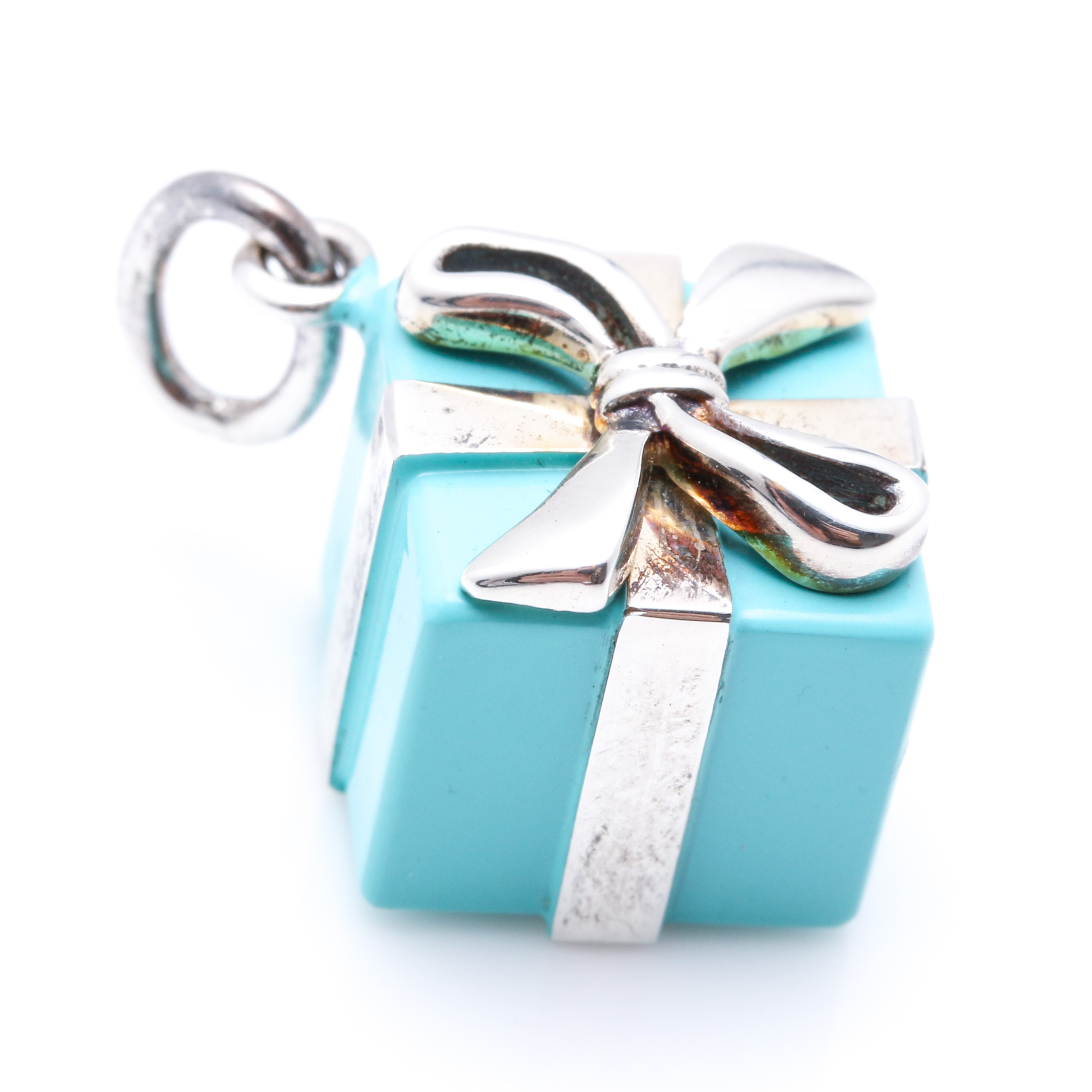 Tiffany & Co. Sterling Silver and Enamel Gift Box Charm