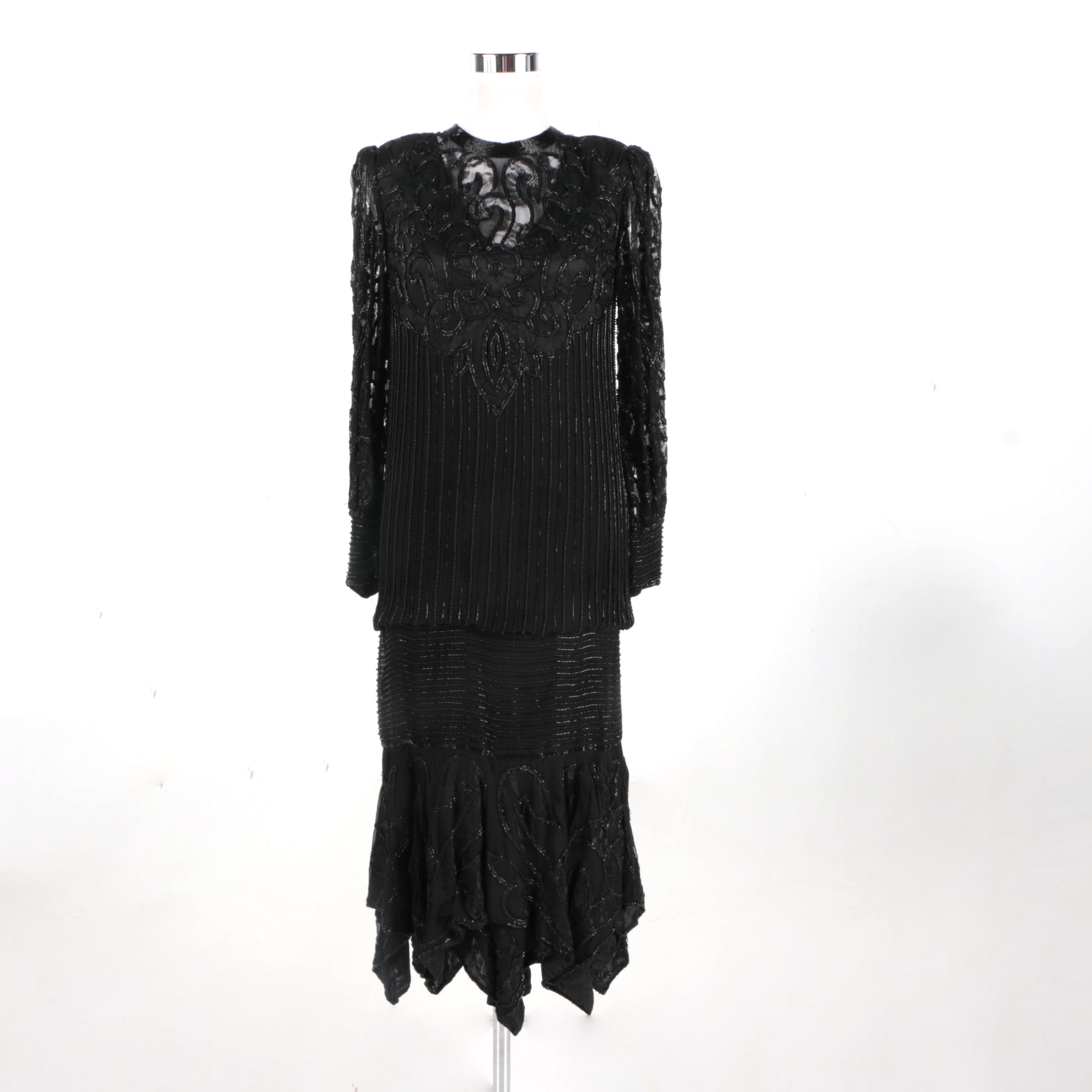 Circa1980 Silk, Lace, and Beaded Dress