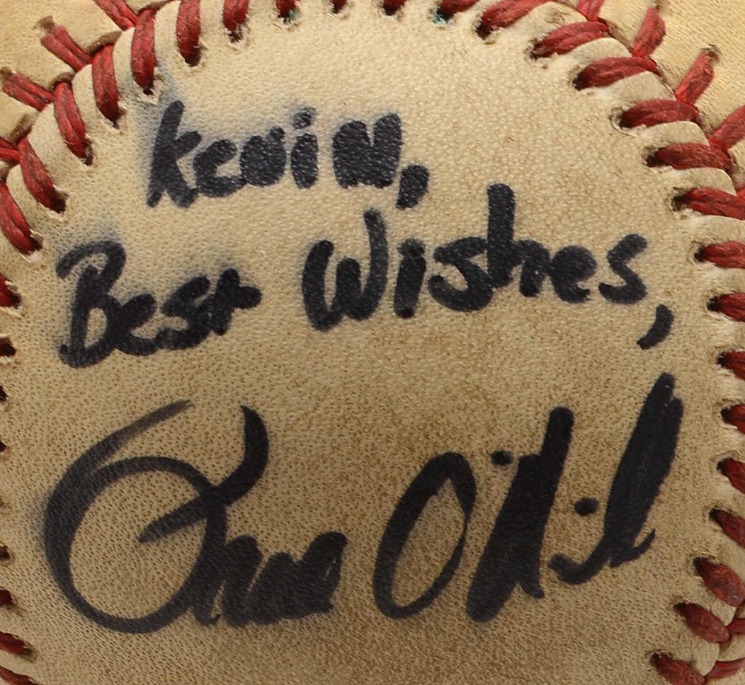 1987 Paul O'Neil Actual Hit "Home Run" Baseball Reds COA