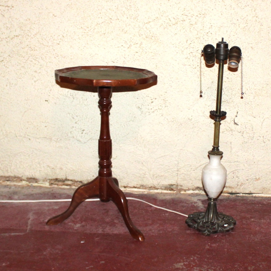 Occasional Table and Vintage Lamp