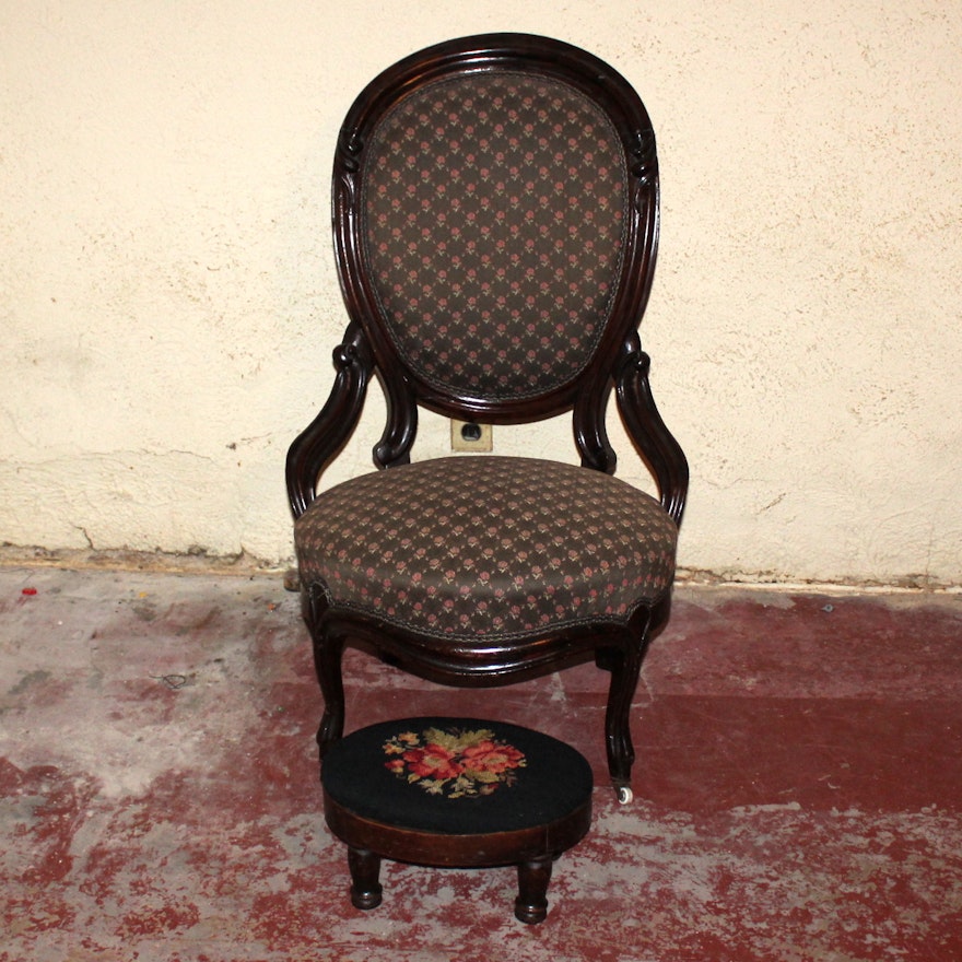 Victorian Chair and Footstool