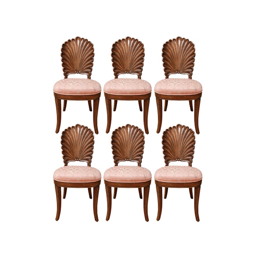 Set of Venetian Grotto Style Scalloped Shell Back Dining Chairs