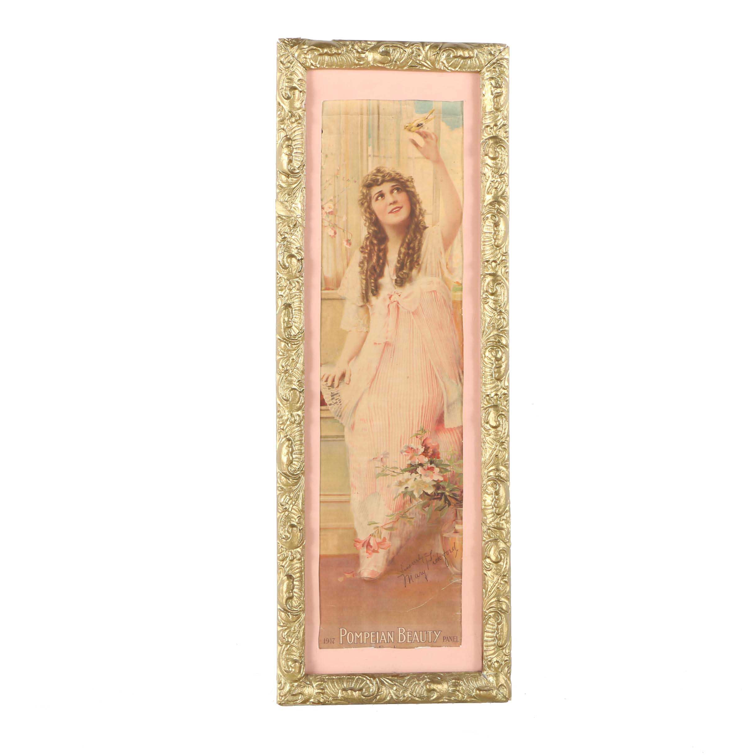 Offset Lithograph on Paper of Mary Pickford "1917 Pompeian Beauty Panel"