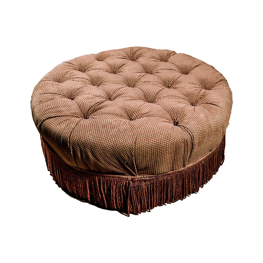 Burgundy and Gold Circular Ottoman