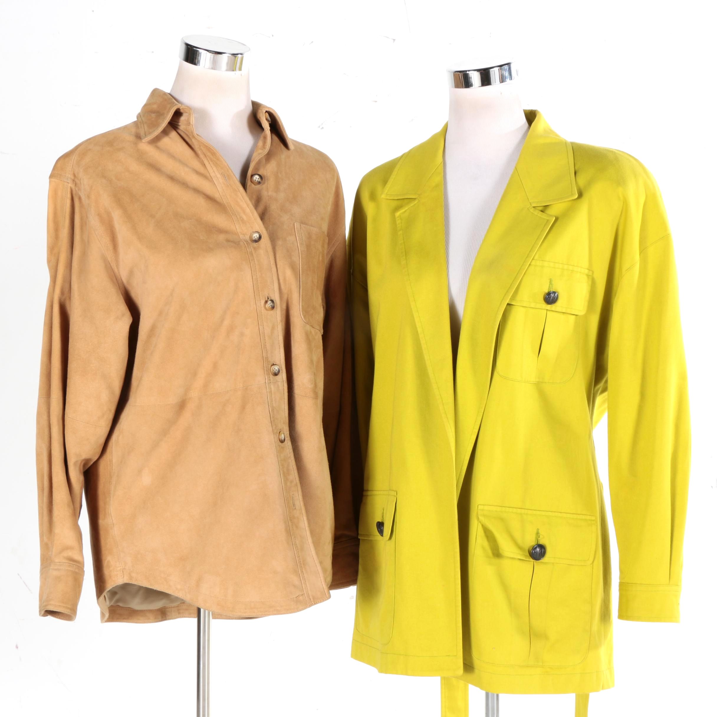 Women's Anne Klein II Blazer and Façonnable Suede Button Down Shirt