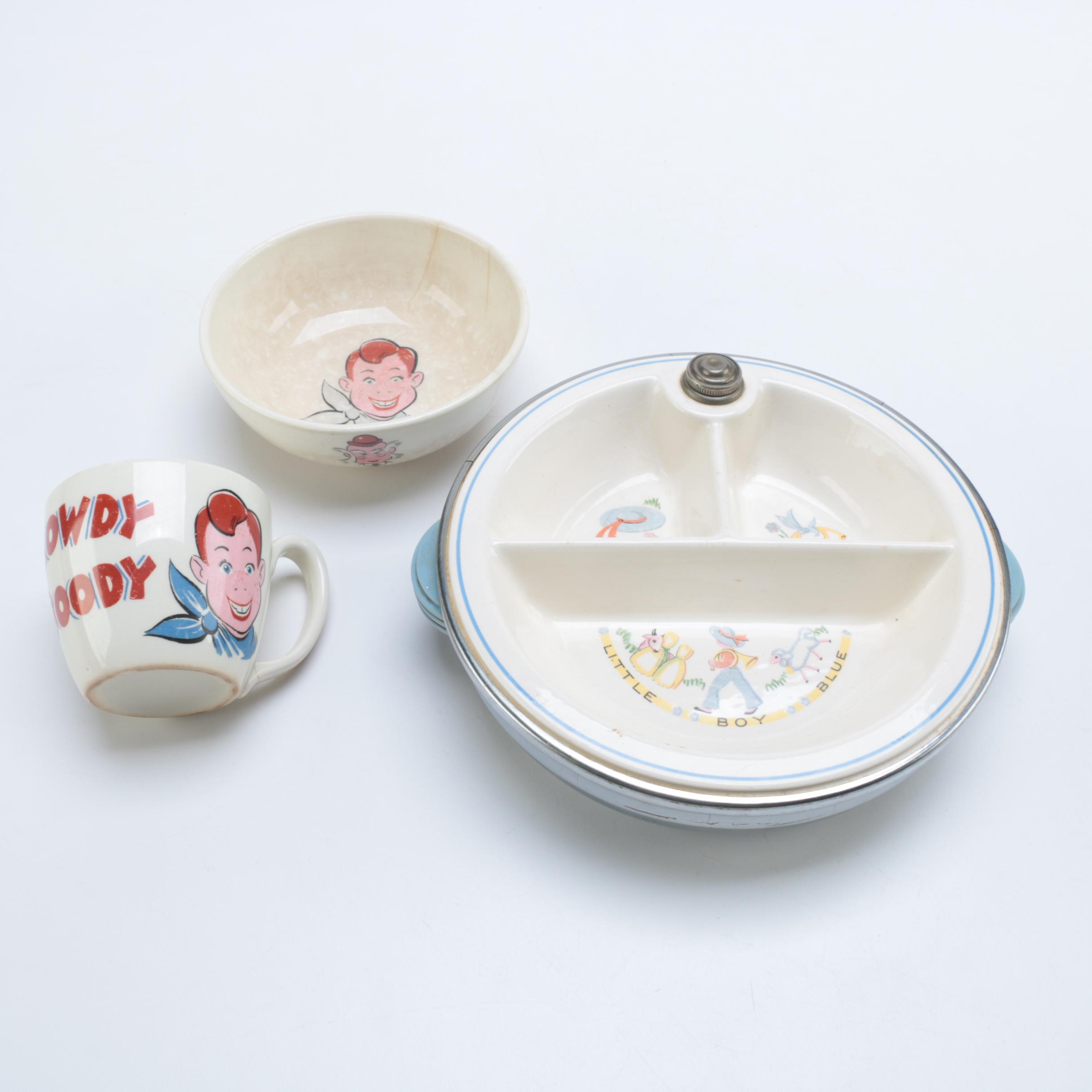 Vintage Bartsch Baby Bowl and Howdy Doody Cup and Bowl