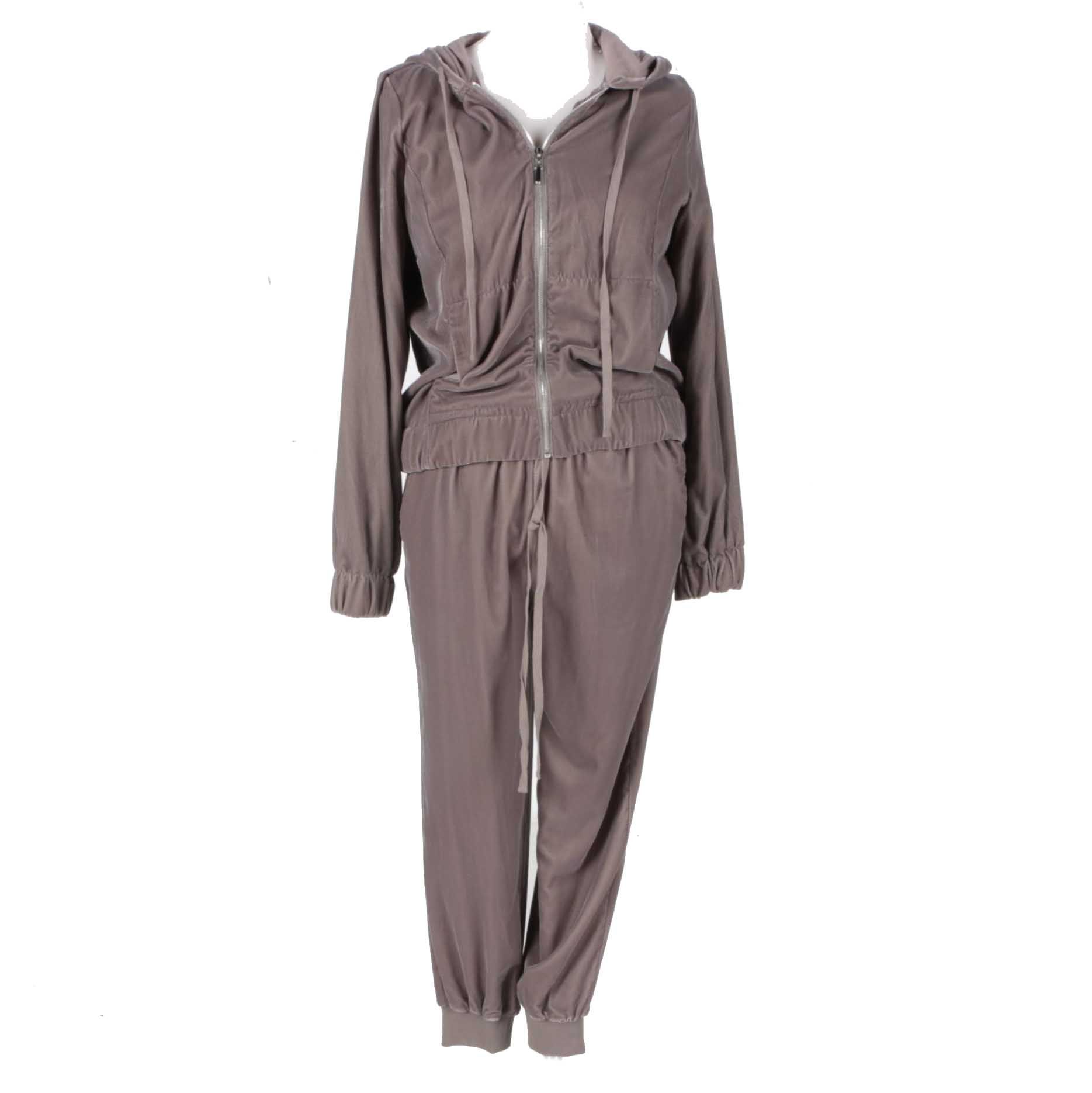 Saks Fifth Avenue Grey Velour Track Suit