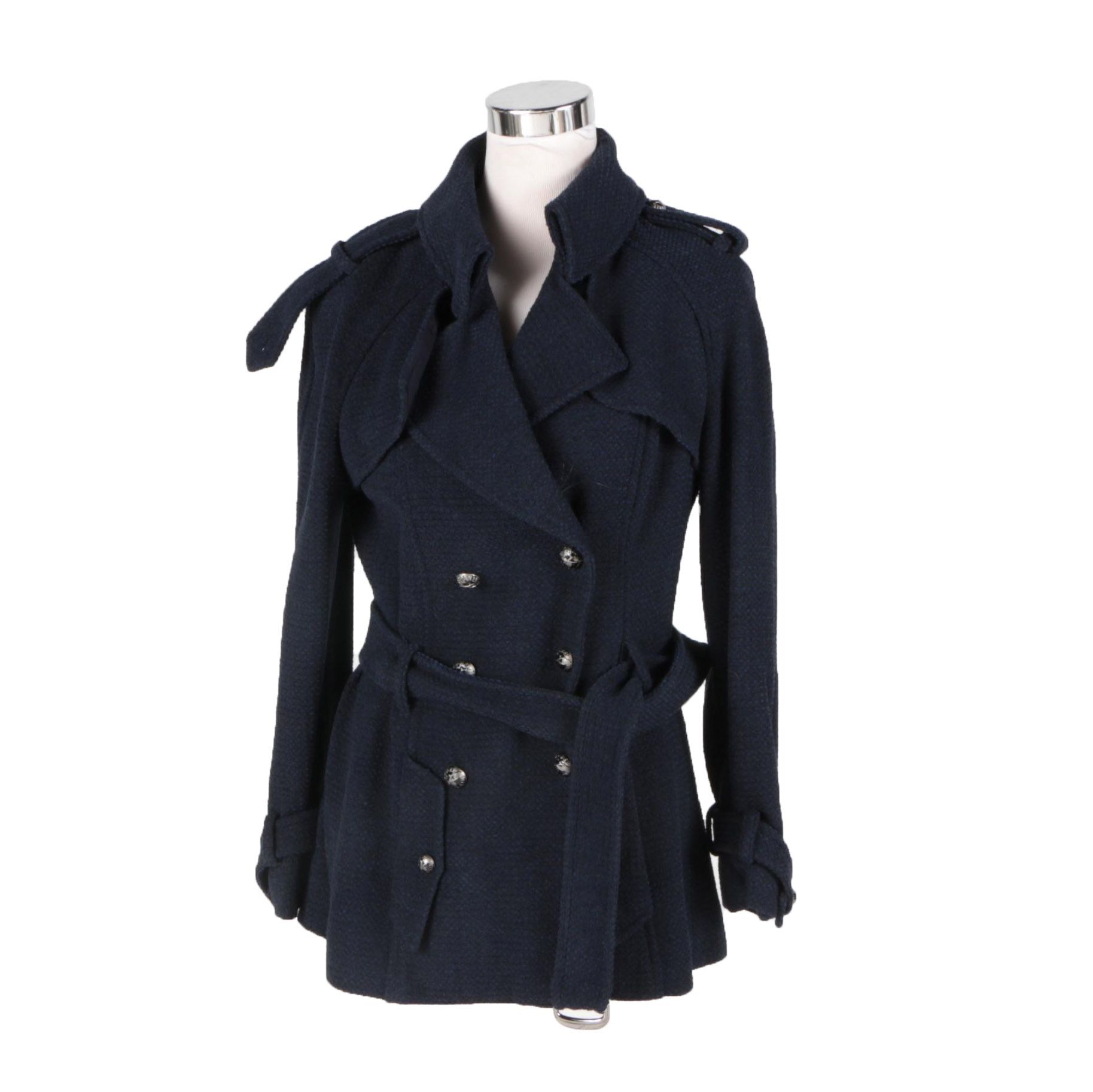 Chanel Navy Blue Wool Blended Jacket