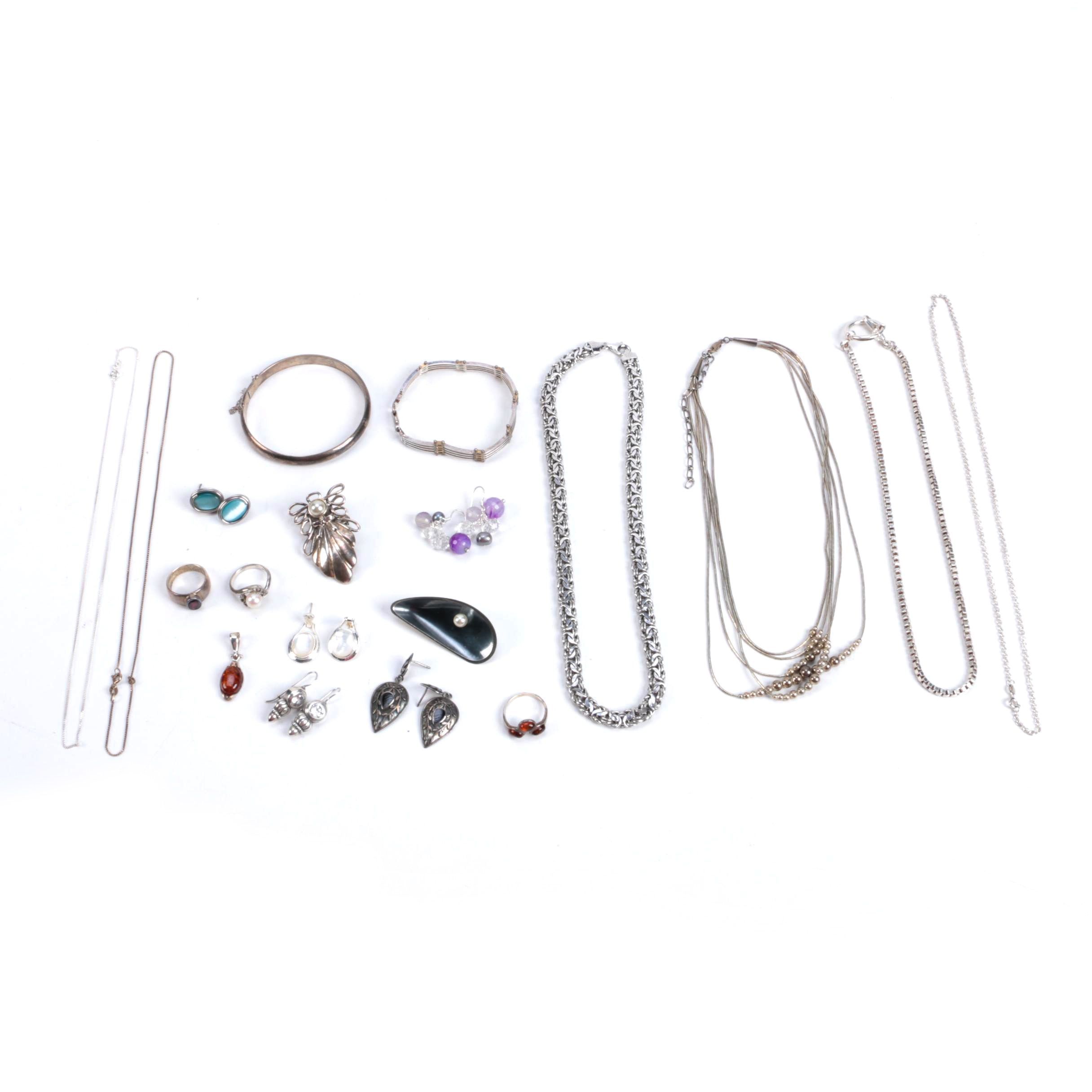 Sterling Silver and 800 Silver Jewelry Assortment