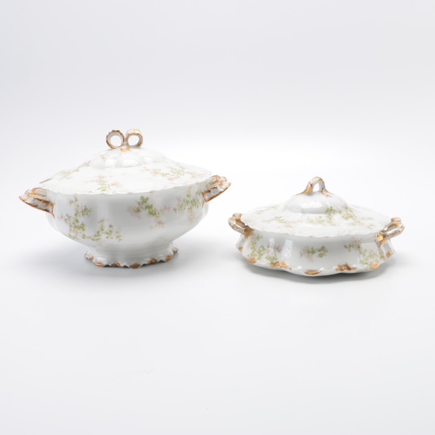 Limoges Porcelain Soup Tureen and Serving Bowl with Lid