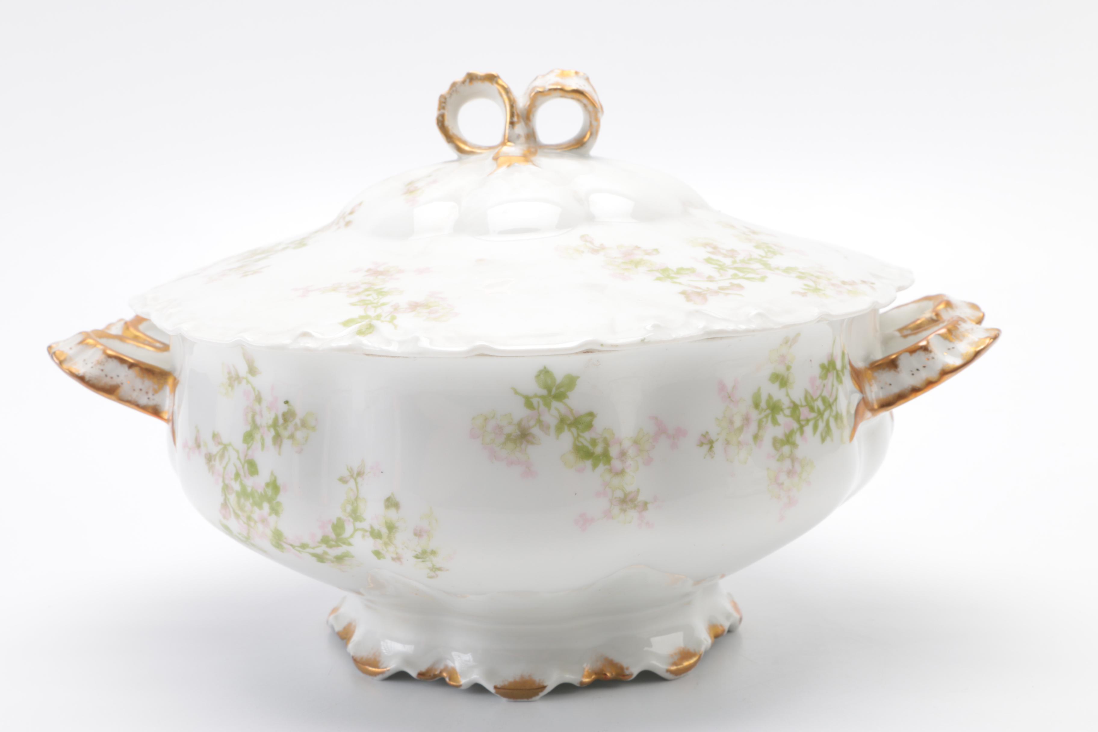 Limoges Porcelain Soup Tureen and Serving Bowl with Lid