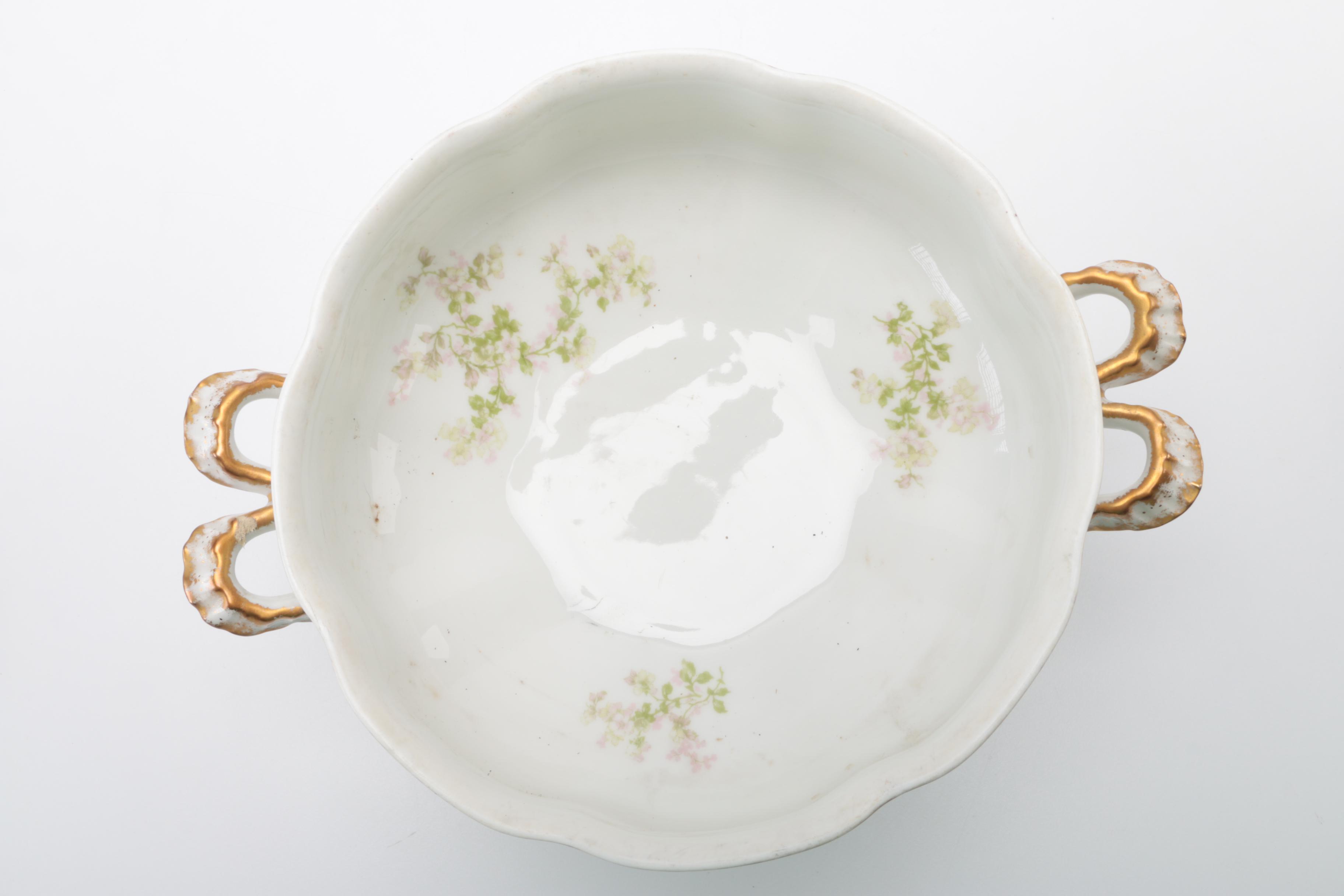 Limoges Porcelain Soup Tureen and Serving Bowl with Lid