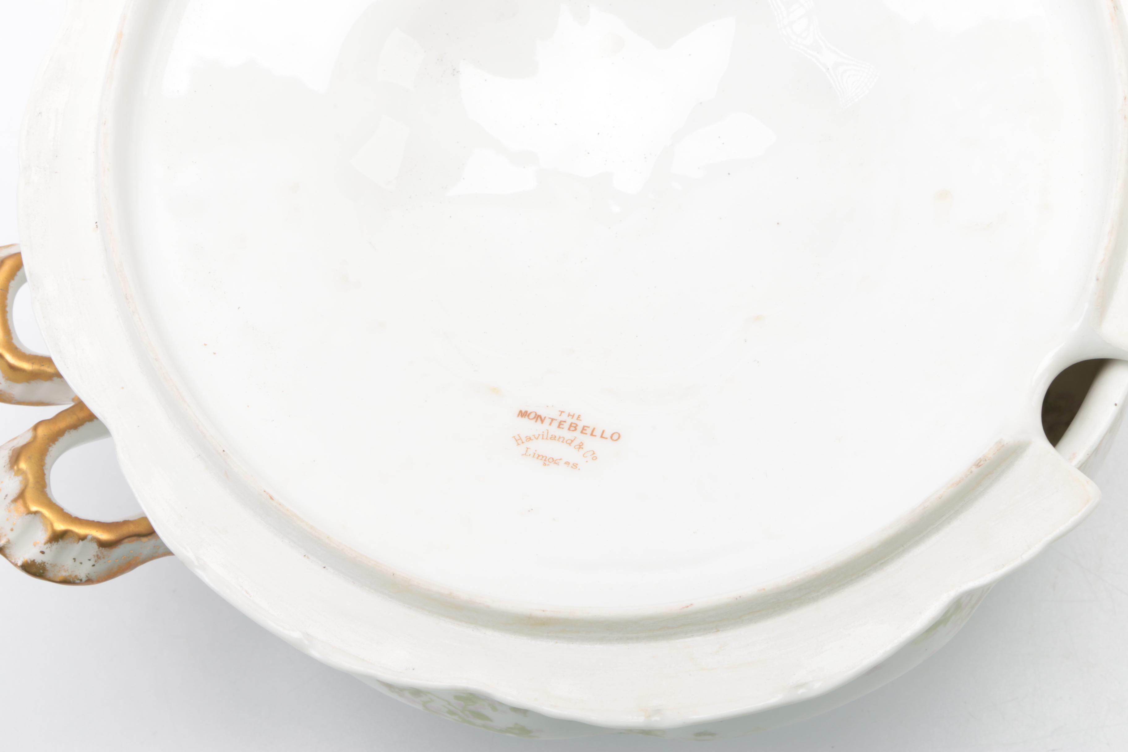 Limoges Porcelain Soup Tureen and Serving Bowl with Lid