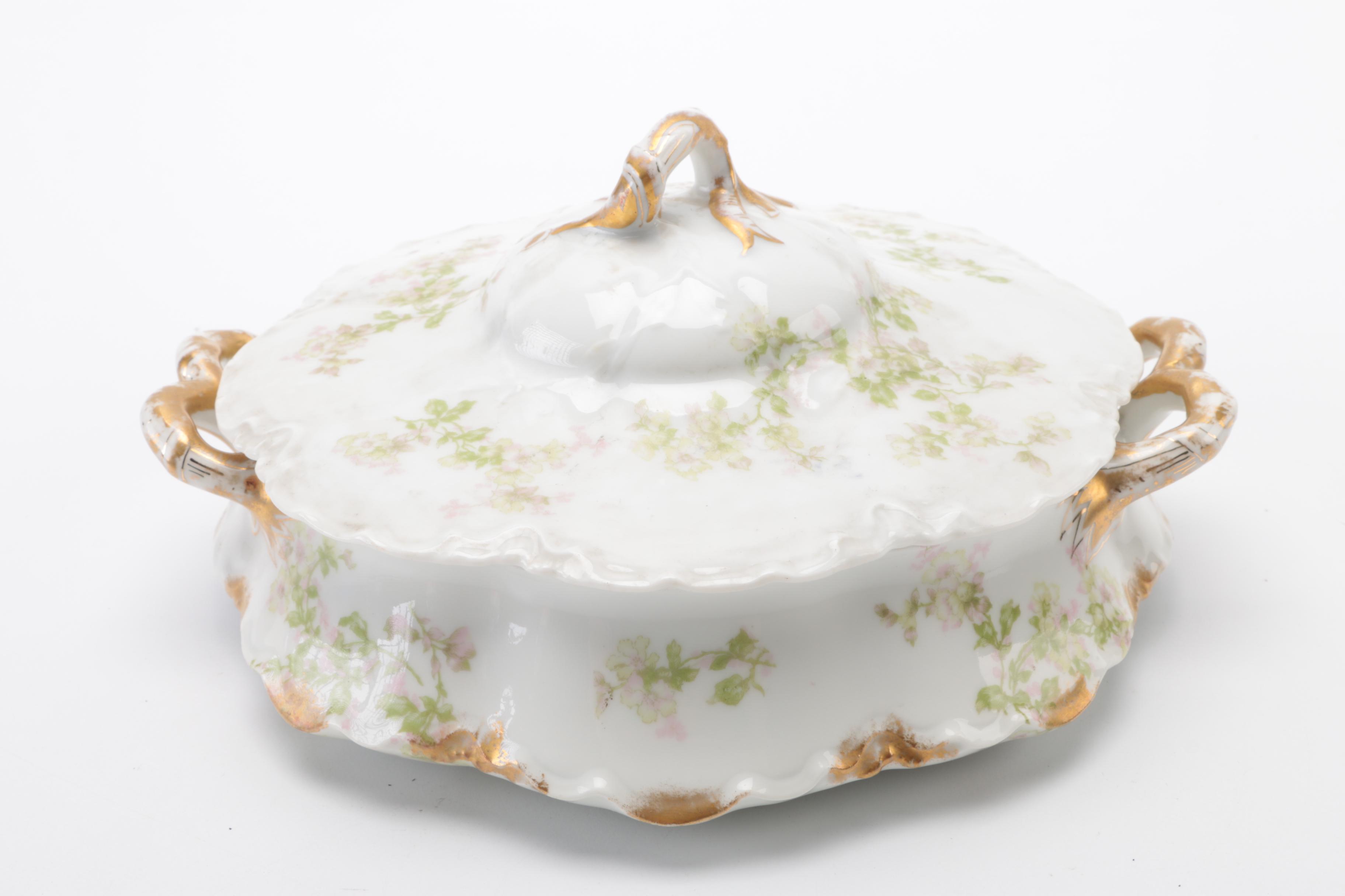Limoges Porcelain Soup Tureen and Serving Bowl with Lid