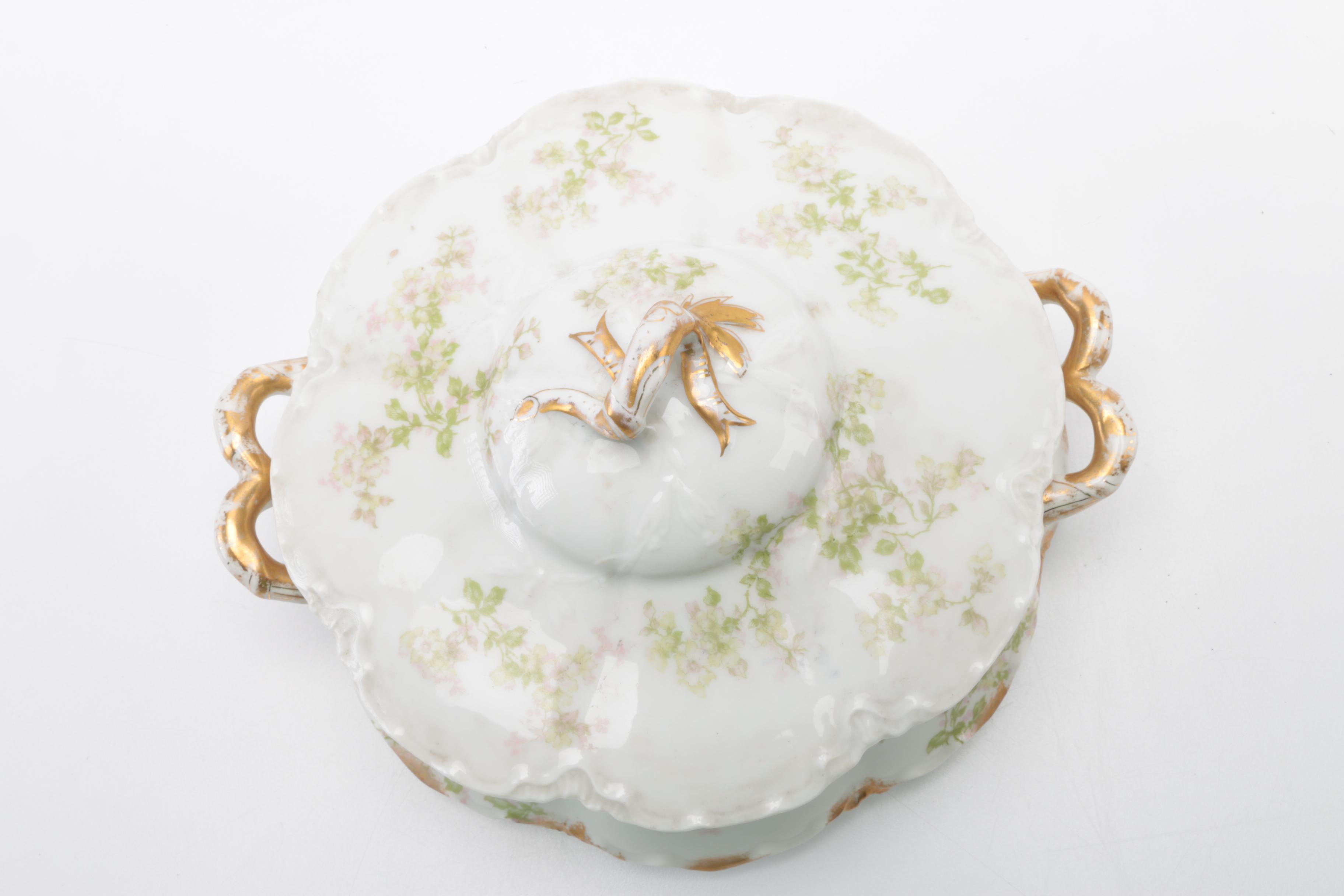 Limoges Porcelain Soup Tureen and Serving Bowl with Lid