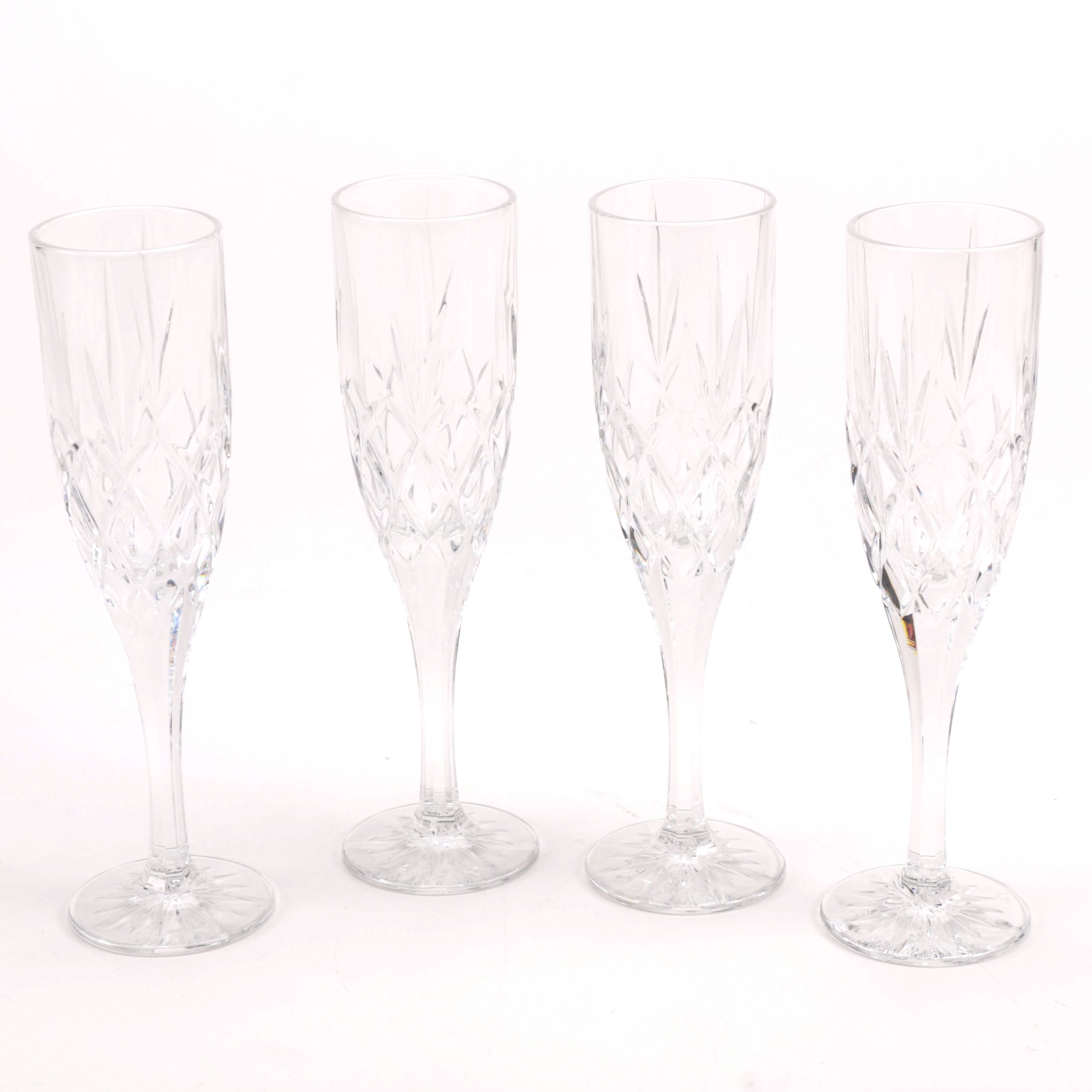 Four Crystal Champagne Flutes