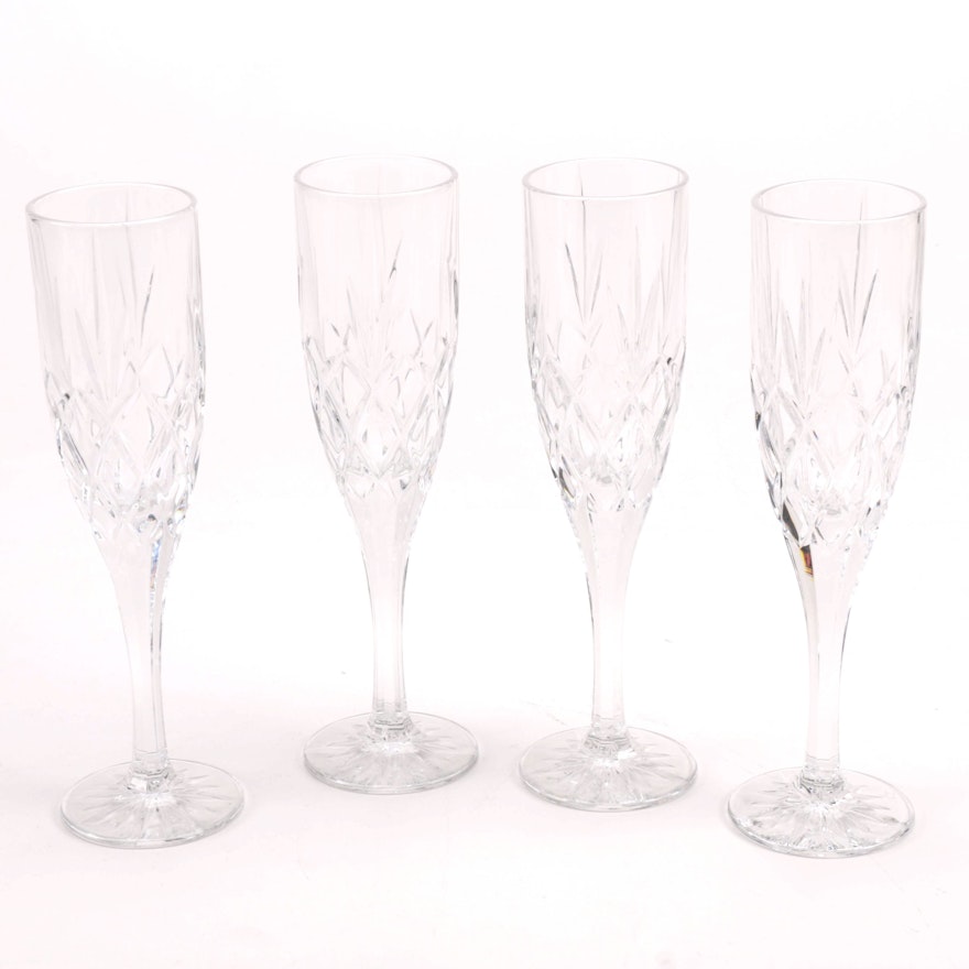Four Crystal Champagne Flutes