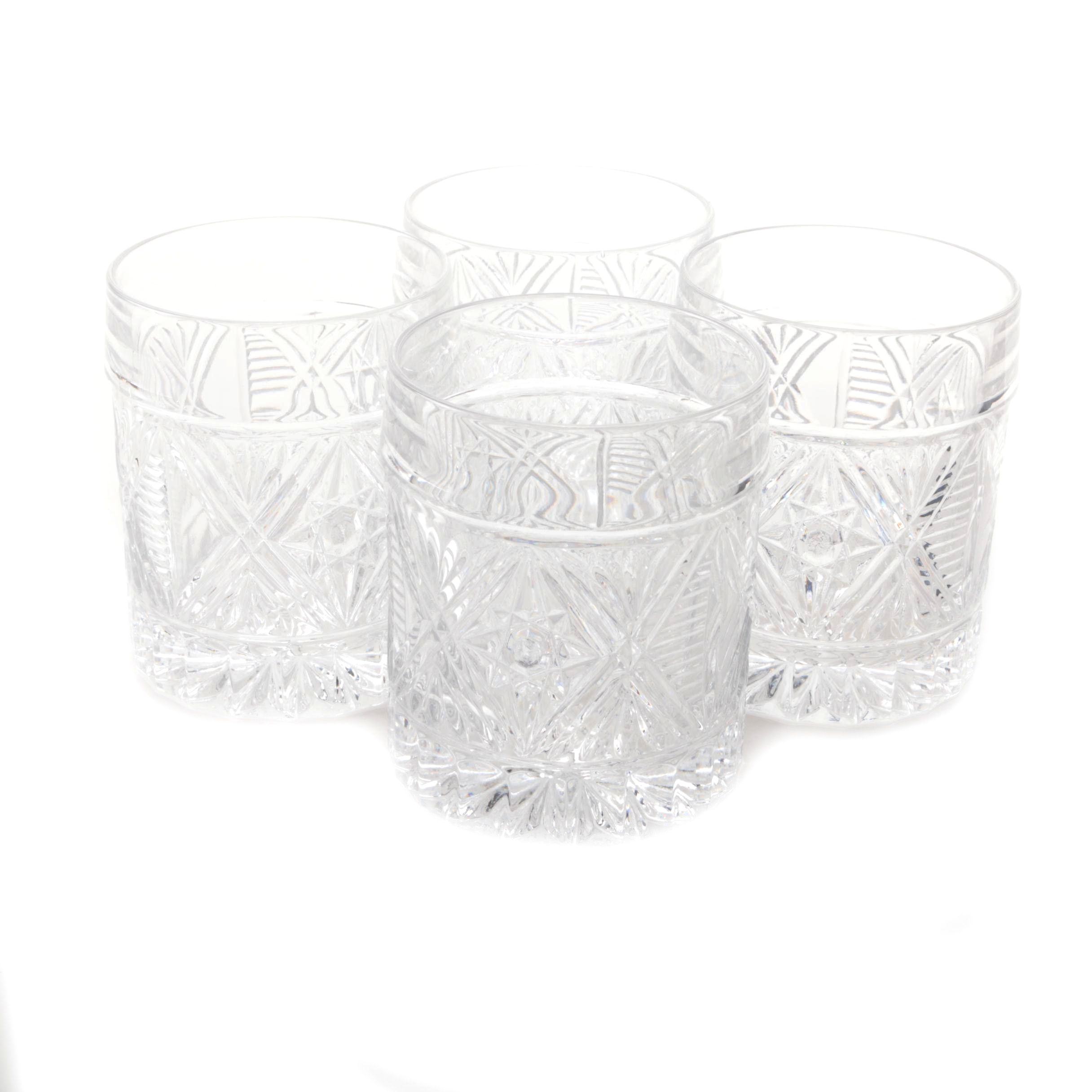Ornate Crystal Rocks Glasses