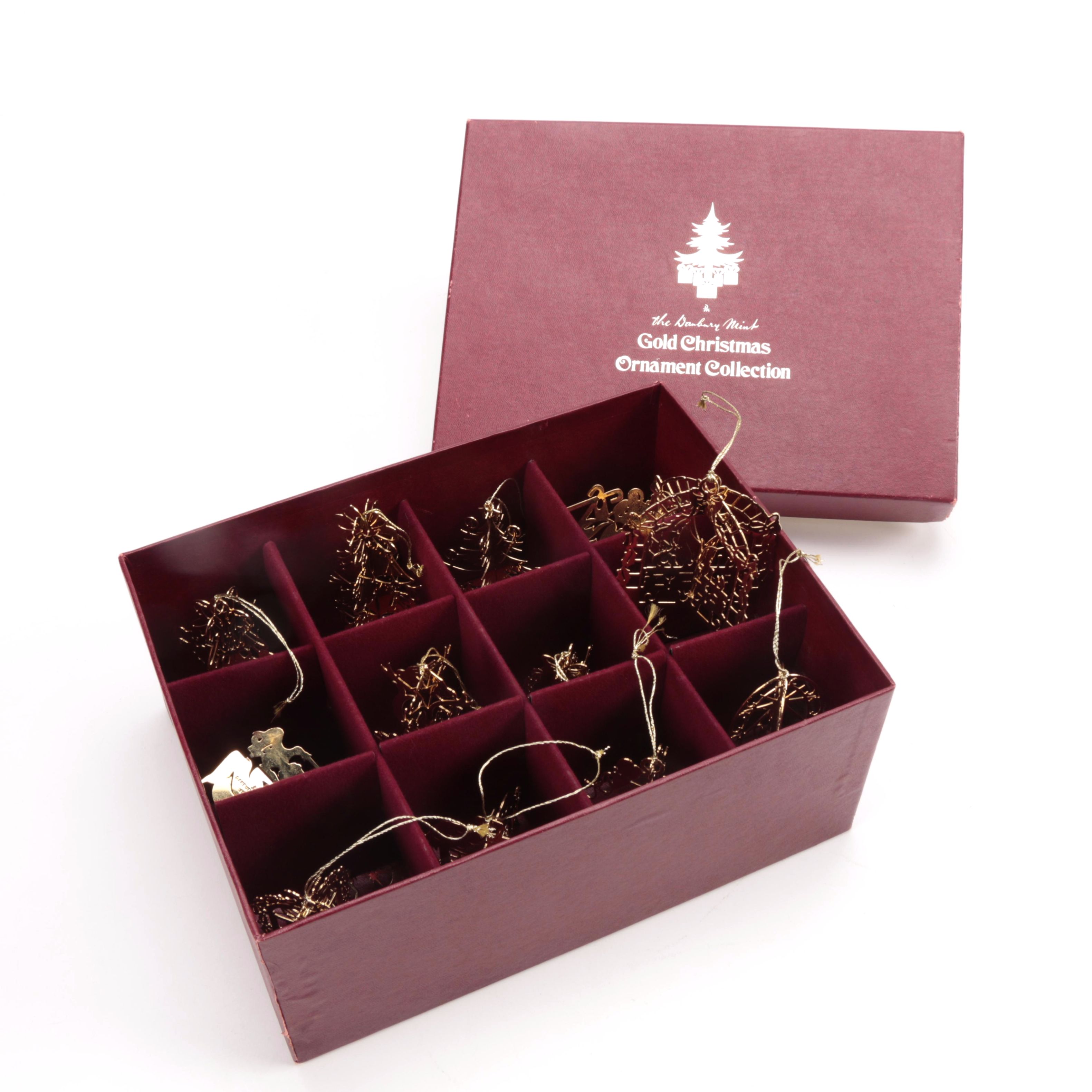 1982 Danbury Mint Gold Plated Christmas Ornaments