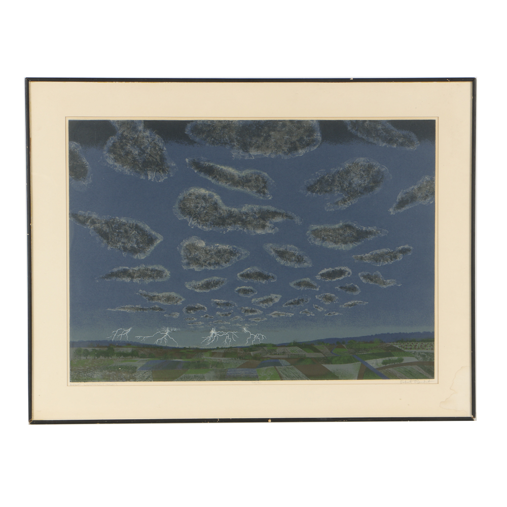 Robert Burkert Signed Limited Edition Serigraph on Paper "Heat Lightning (June)"