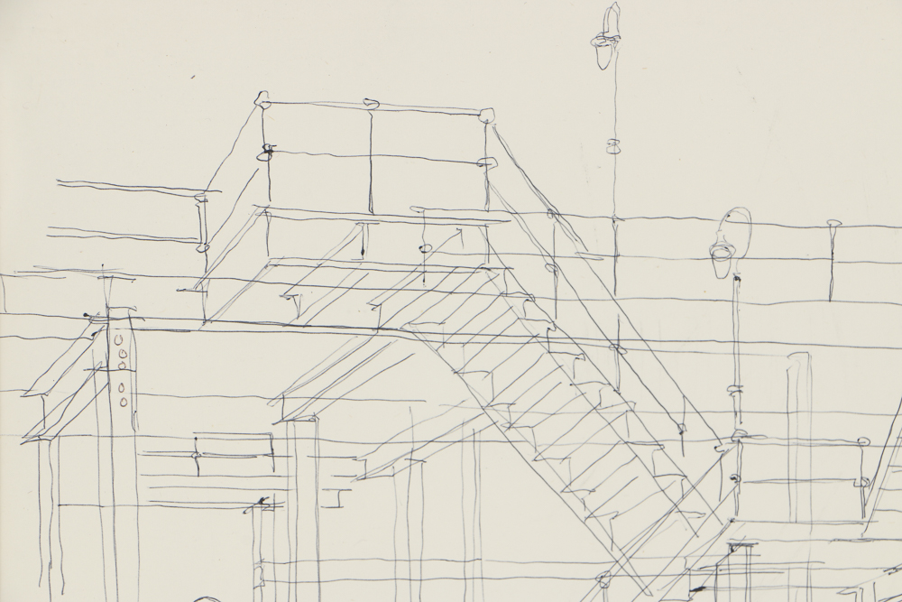 Daniel C. Harter Ink Drawing on Paper "Elevated"