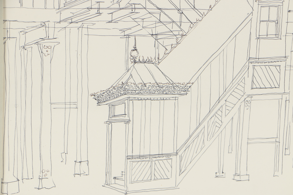 Daniel C. Harter Ink Drawing on Paper "Elevated"